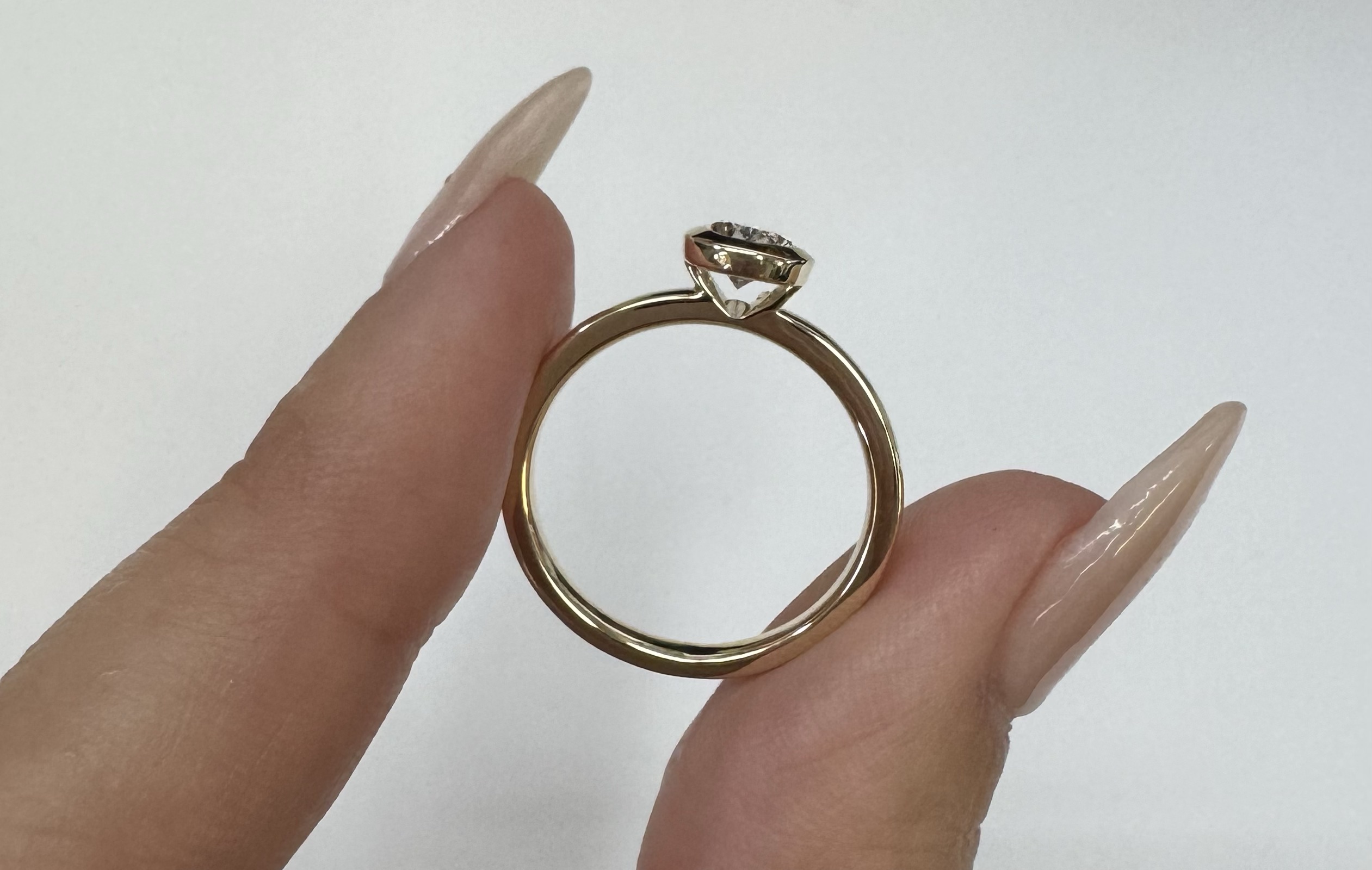 14k Yellow Gold Genuine Lab Grown .73 Cttw Pear Shaped Diamond Bezel Ring - Image 10