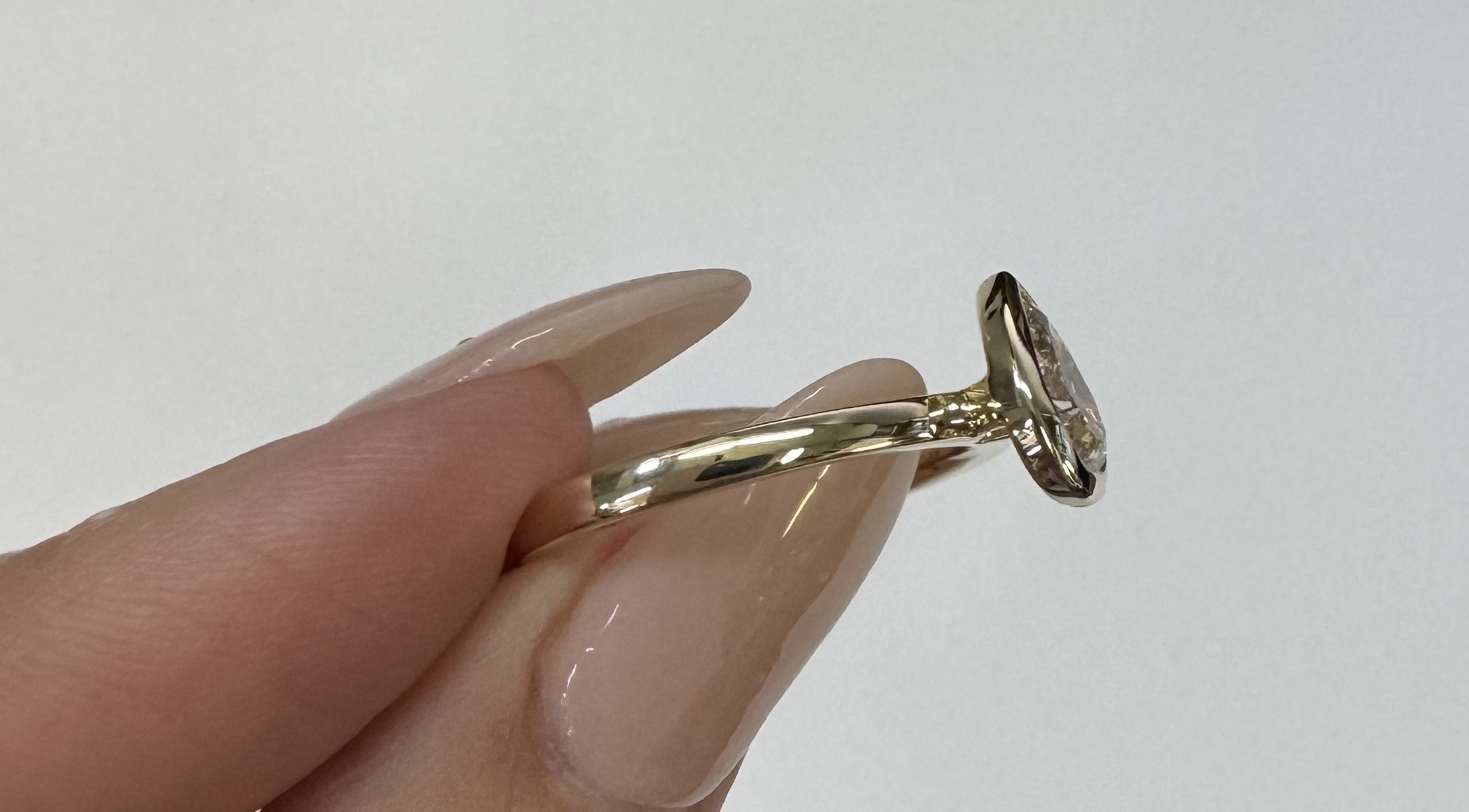 14k Yellow Gold Genuine Lab Grown .73 Cttw Pear Shaped Diamond Bezel Ring - Image 7