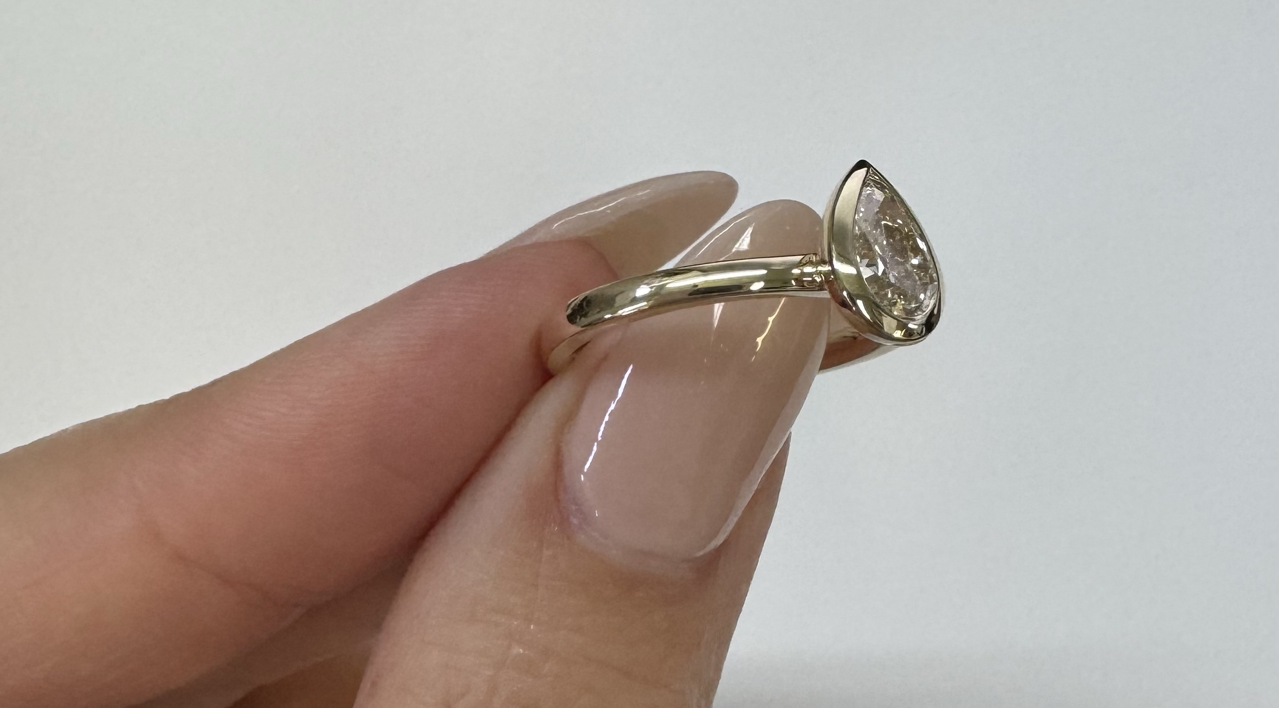 14k Yellow Gold Genuine Lab Grown .73 Cttw Pear Shaped Diamond Bezel Ring - Image 12