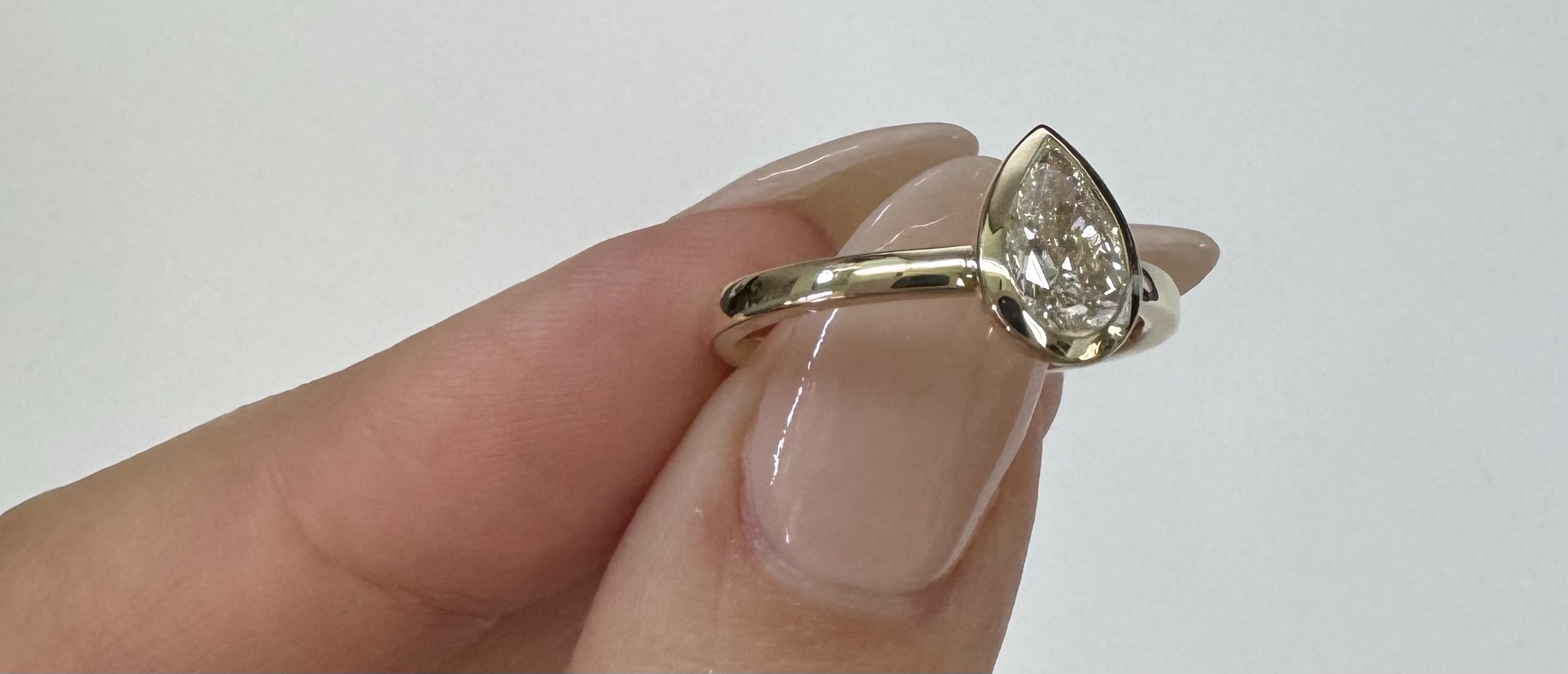 14k Yellow Gold Genuine Lab Grown .73 Cttw Pear Shaped Diamond Bezel Ring - Image 13