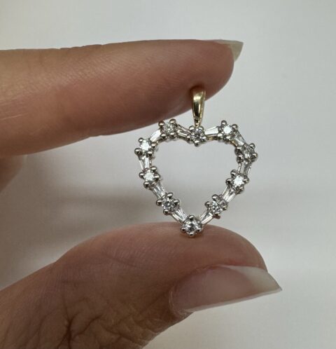 10k Yellow Gold CZ Open Heart Pendant
