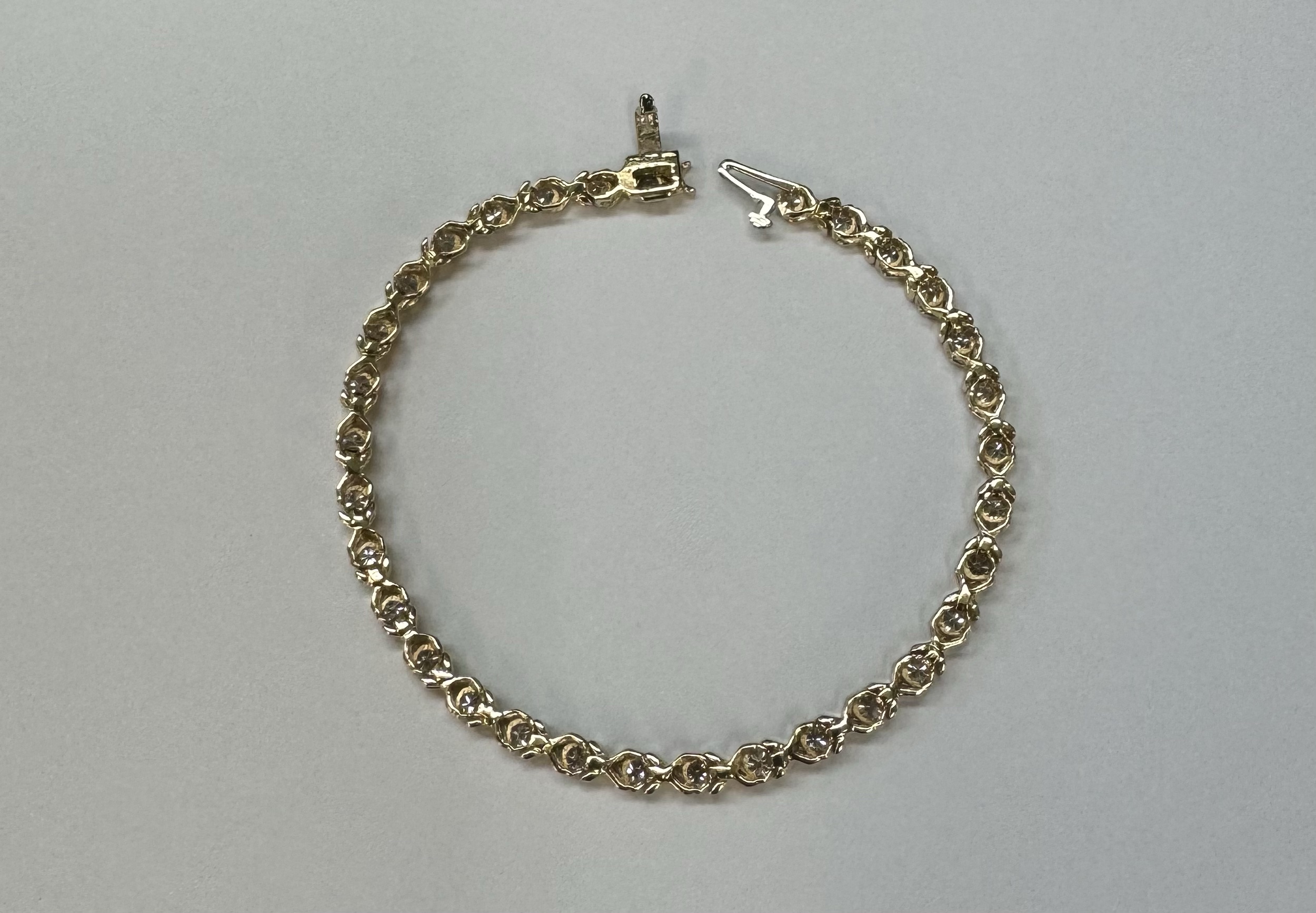 14k Yellow Gold Genuine 2.00 Cttw Round Brilliant Cut Diamond “X” Link Bracelet - Image 20