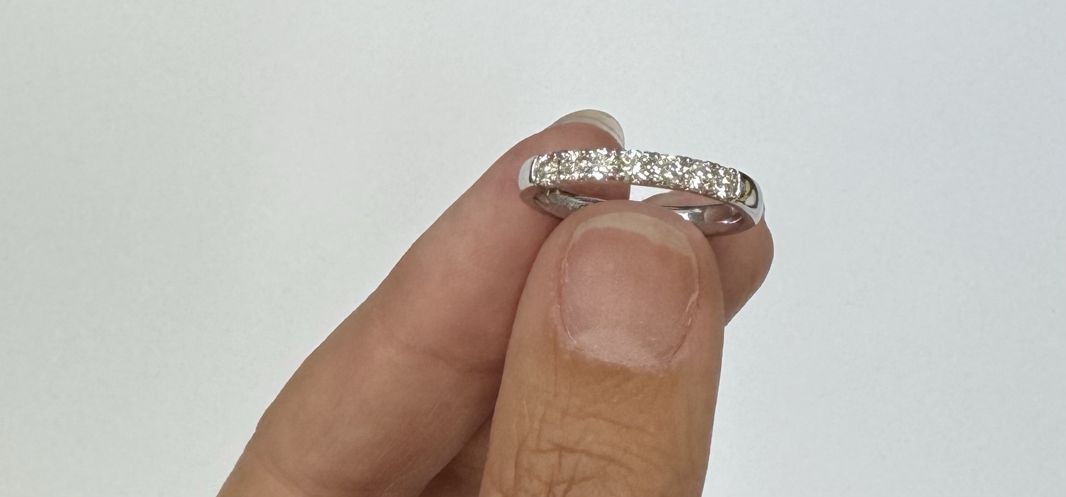 14k White Gold 9 Stone Shared Prong Genuine .42 Cttw Diamond Band - Image 10