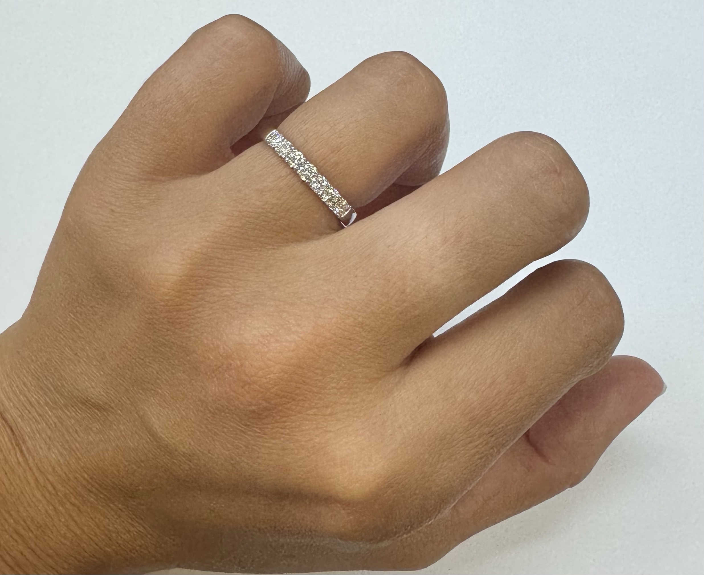 14k White Gold 9 Stone Shared Prong Genuine .42 Cttw Diamond Band - Image 20