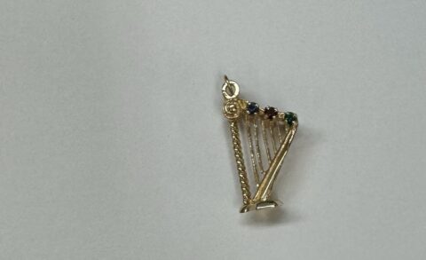 14k Yellow Gold Harp Charm