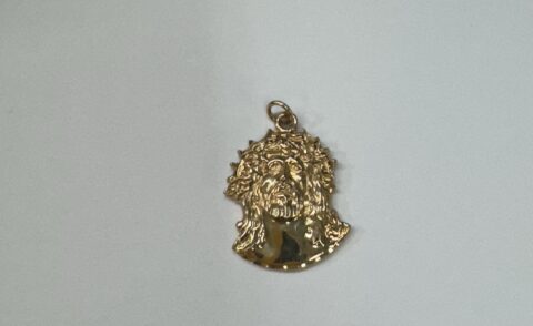 14k Yellow Gold Large Christ Head Charm