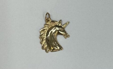 14k Yellow Gold Unicorn Head Charm