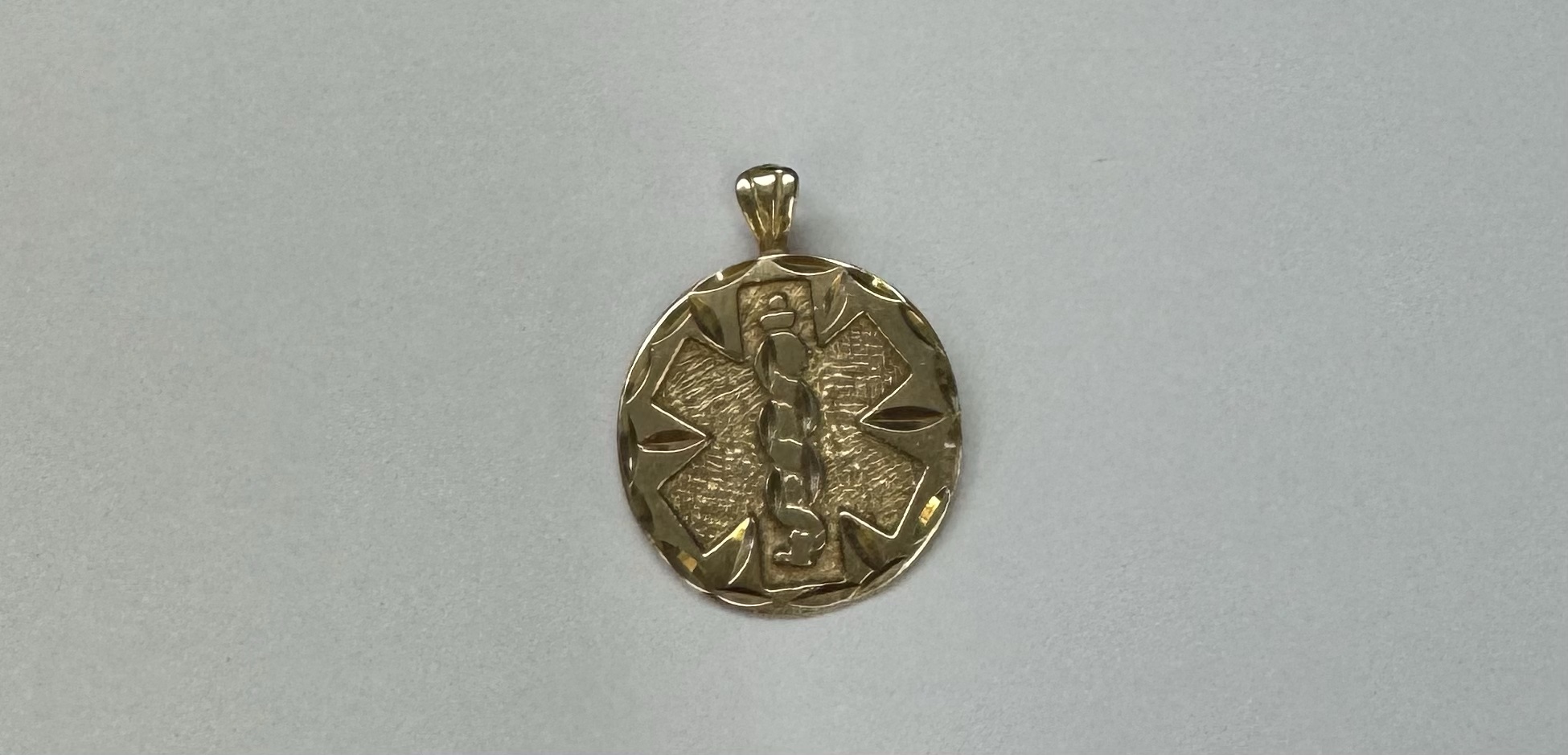 14k Yellow Gold Medic Alert Caduceus Pendant