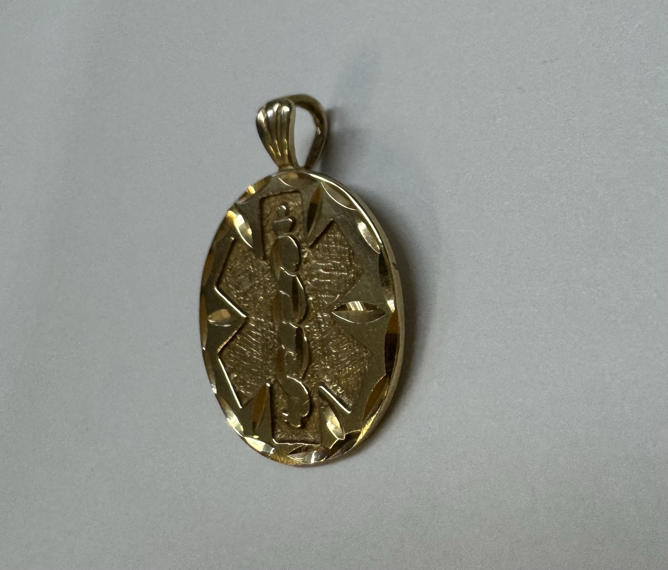 14k Yellow Gold Medic Alert Caduceus Pendant - Image 5