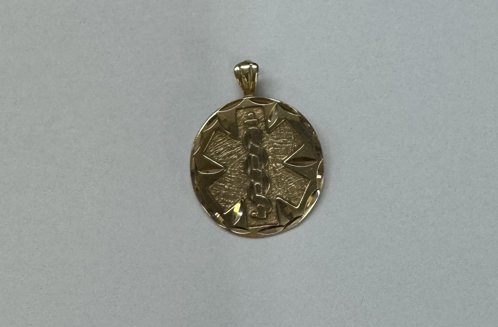 14k Yellow Gold Medic Alert Caduceus Pendant - Image 6