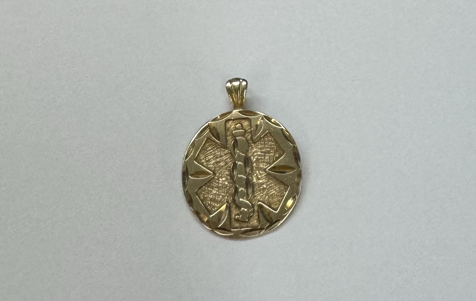 14k Yellow Gold Medic Alert Caduceus Pendant - Image 7