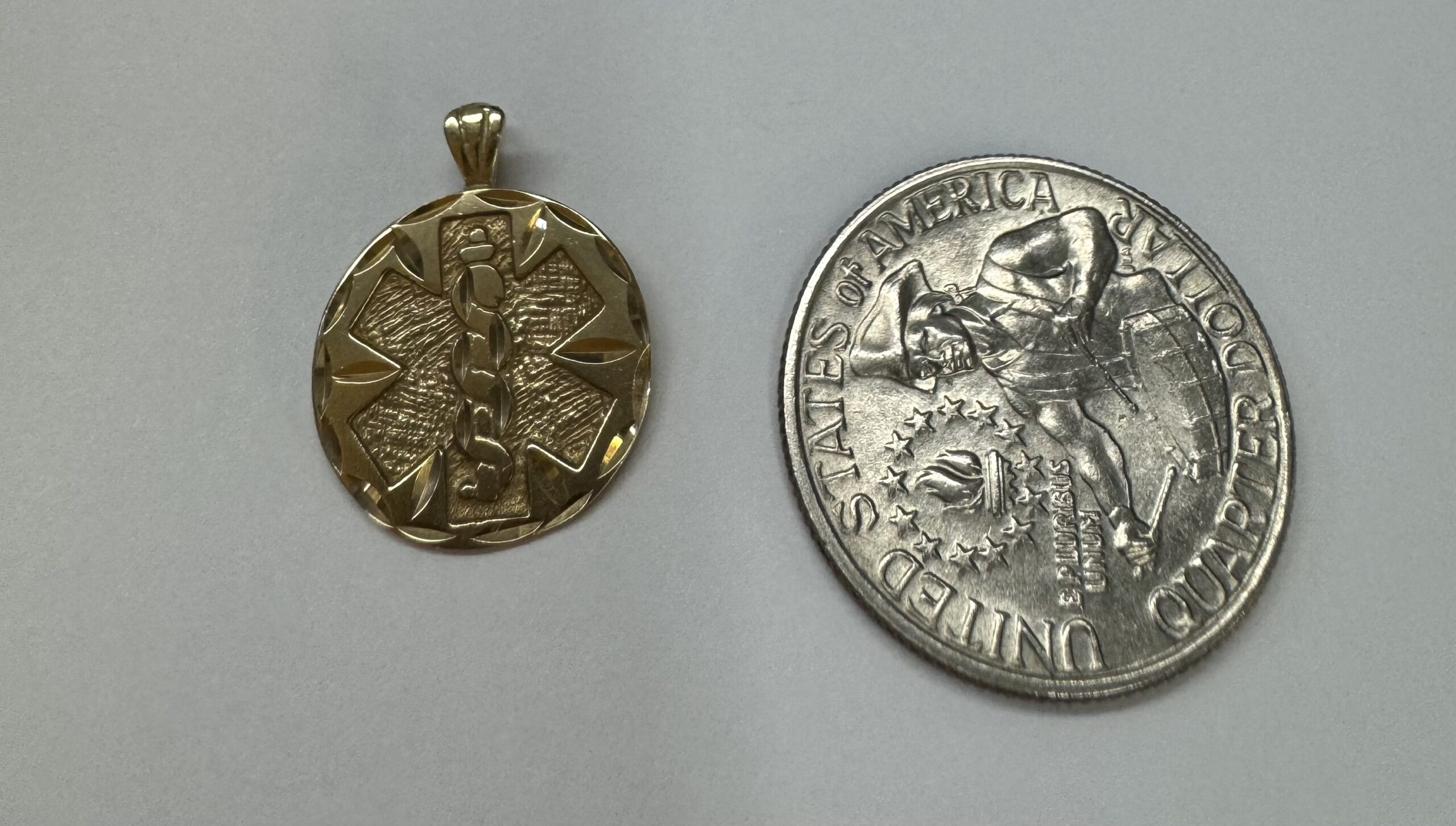 14k Yellow Gold Medic Alert Caduceus Pendant - Image 10