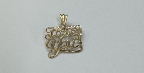 14k Yellow Gold “I Love You” Large Pendant