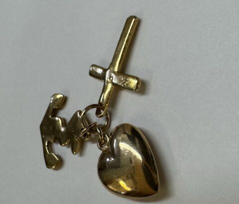 Vintage 14k Yellow Gold Faith, Hope, & Charity Charm