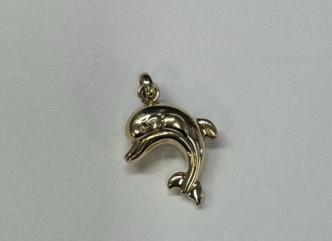 18k Yellow Gold Puffy Dolphin Charm