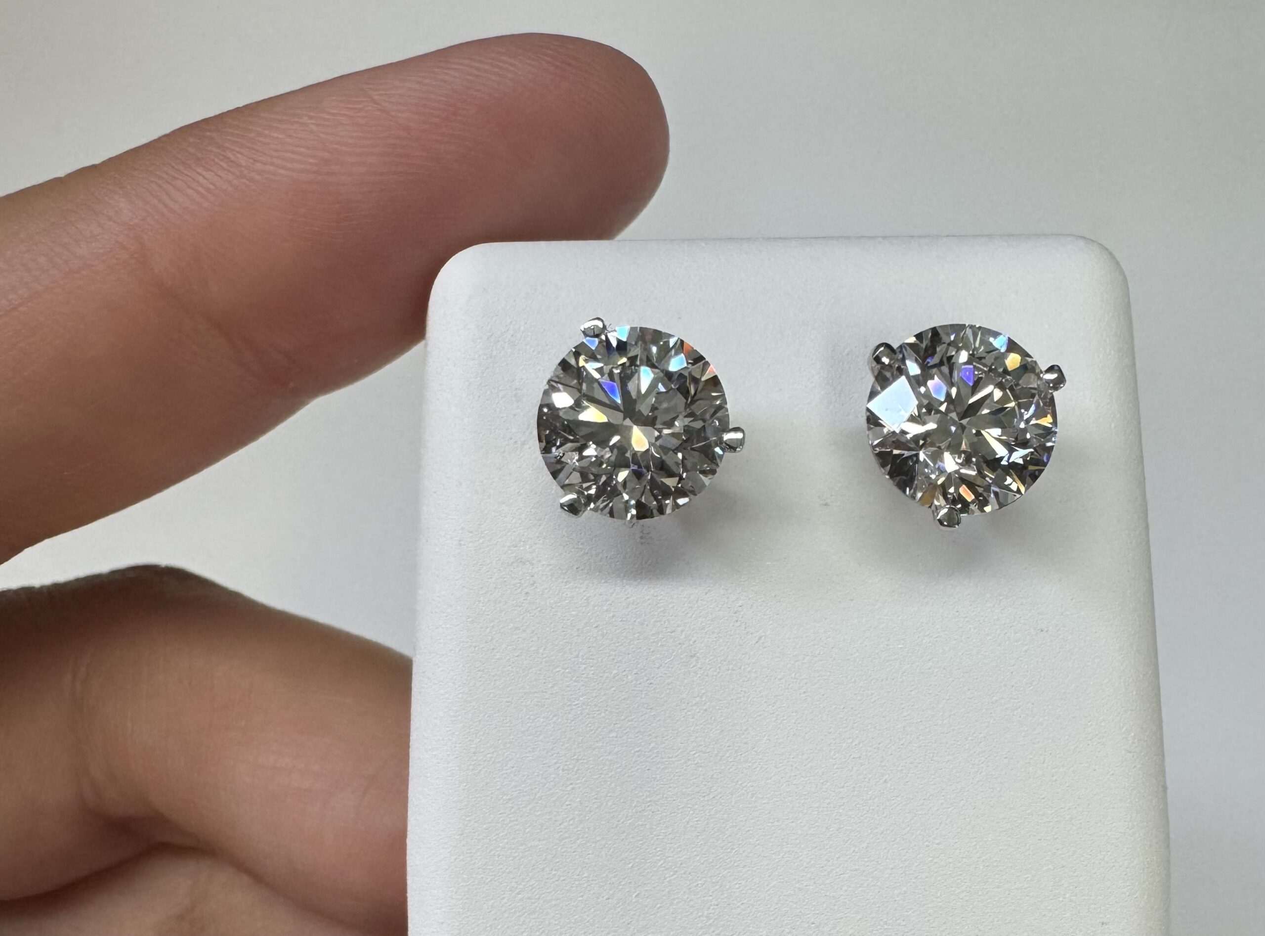14k White Gold Genuine 4.00 Cttw Lab Grown Round Brilliant Cut Diamond Stud Earrings - Image 3