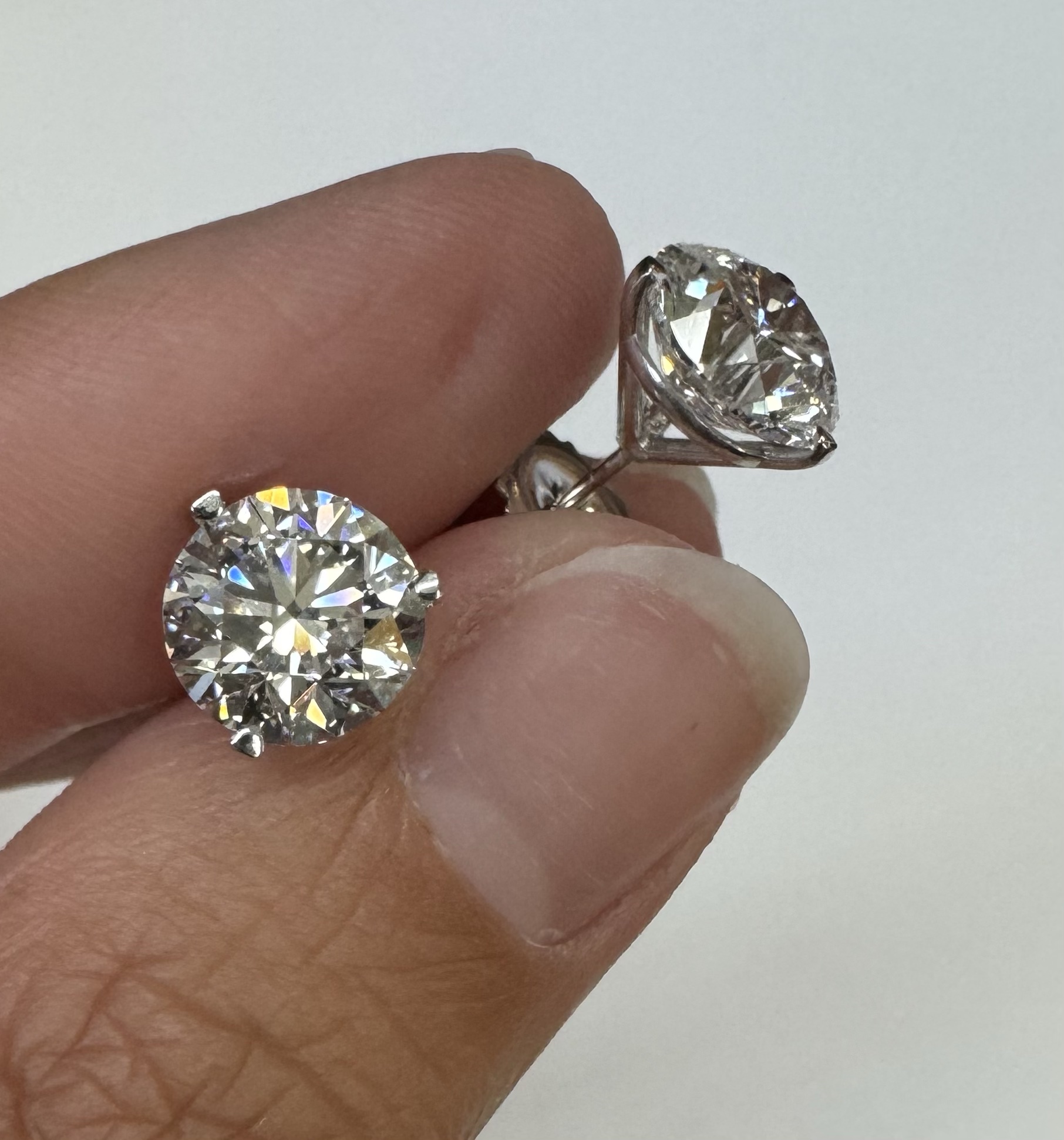 14k White Gold Genuine 4.00 Cttw Lab Grown Round Brilliant Cut Diamond Stud Earrings - Image 9