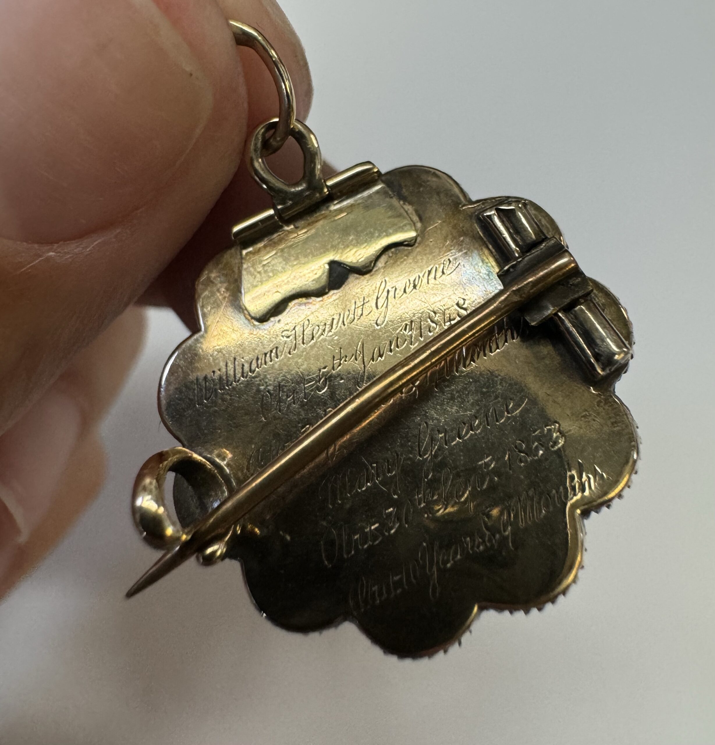 Antique Over 170 Year Old 14k Yellow Gold Genuine Garnet & Pearl Memorial Brooch With Pendant Loop - Image 19