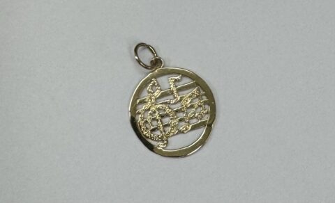 14k Yellow Gold Music Note Disc Charm