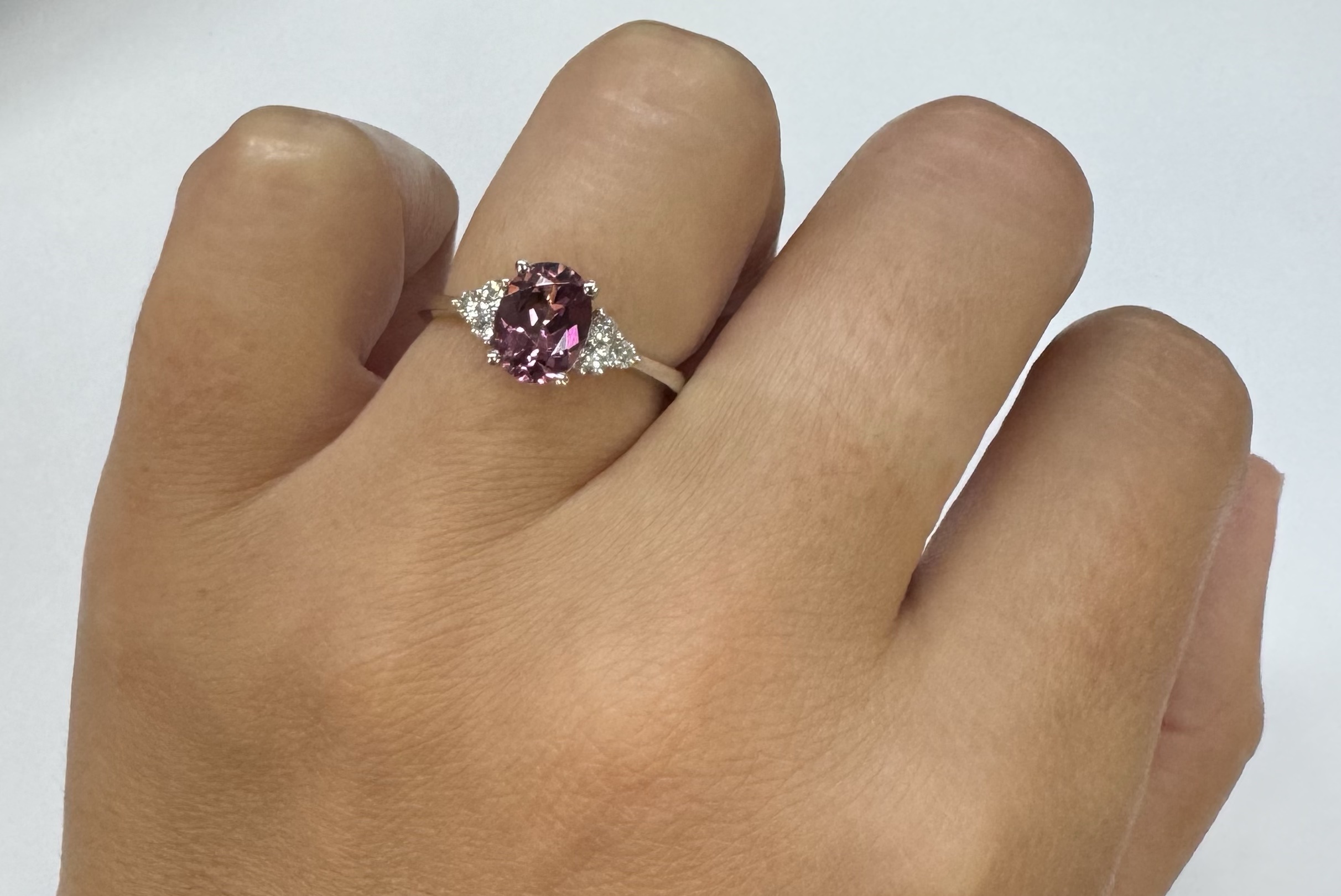 14k Yellow Gold Genuine 1.40 Cttw Pink Tourmaline & Diamond Ring - Image 5