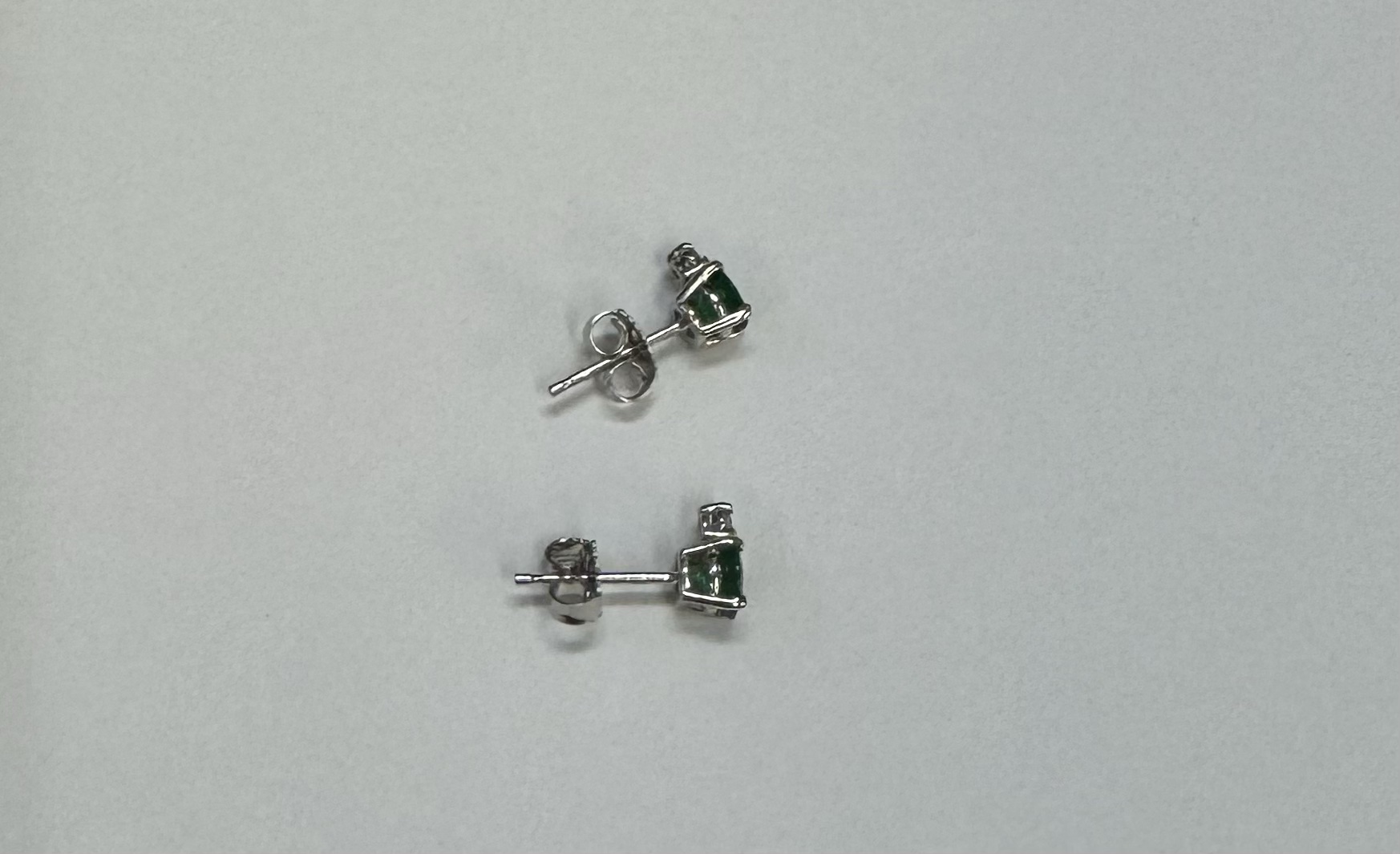 14k White Gold Genuine .53 Cttw Emerald & Diamond Stud Earrings - Image 19