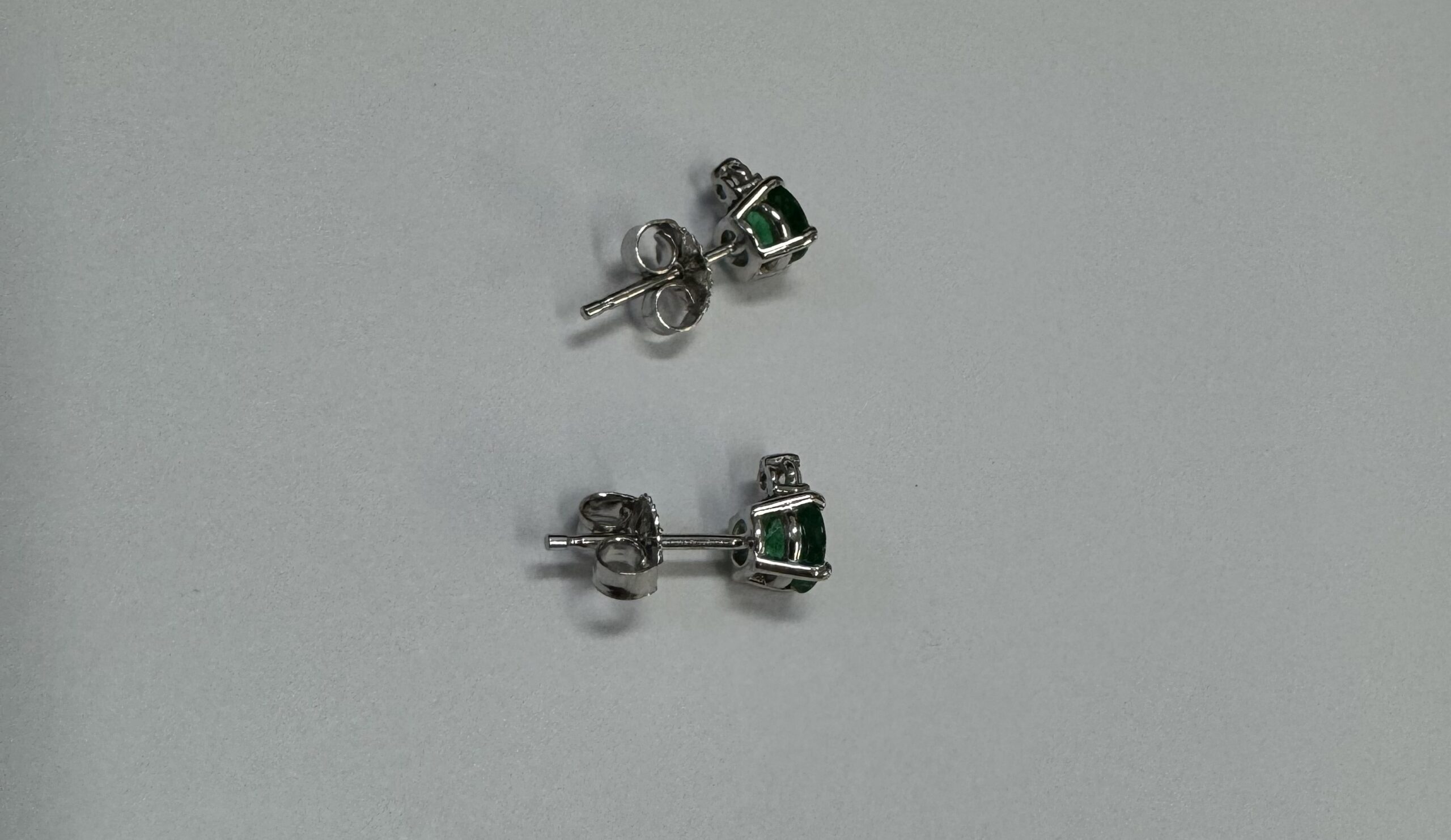 14k White Gold Genuine .53 Cttw Emerald & Diamond Stud Earrings - Image 17