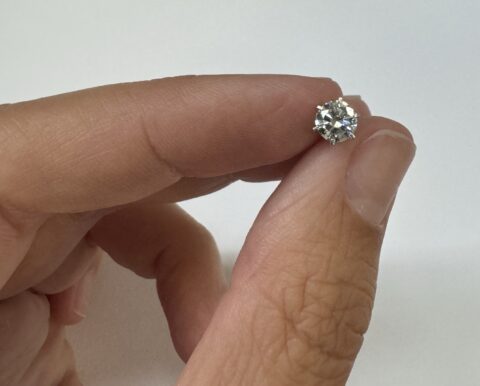 14k White Gold .45 Cttw Genuine Round Brilliant Cut Diamond Single Stud Earring