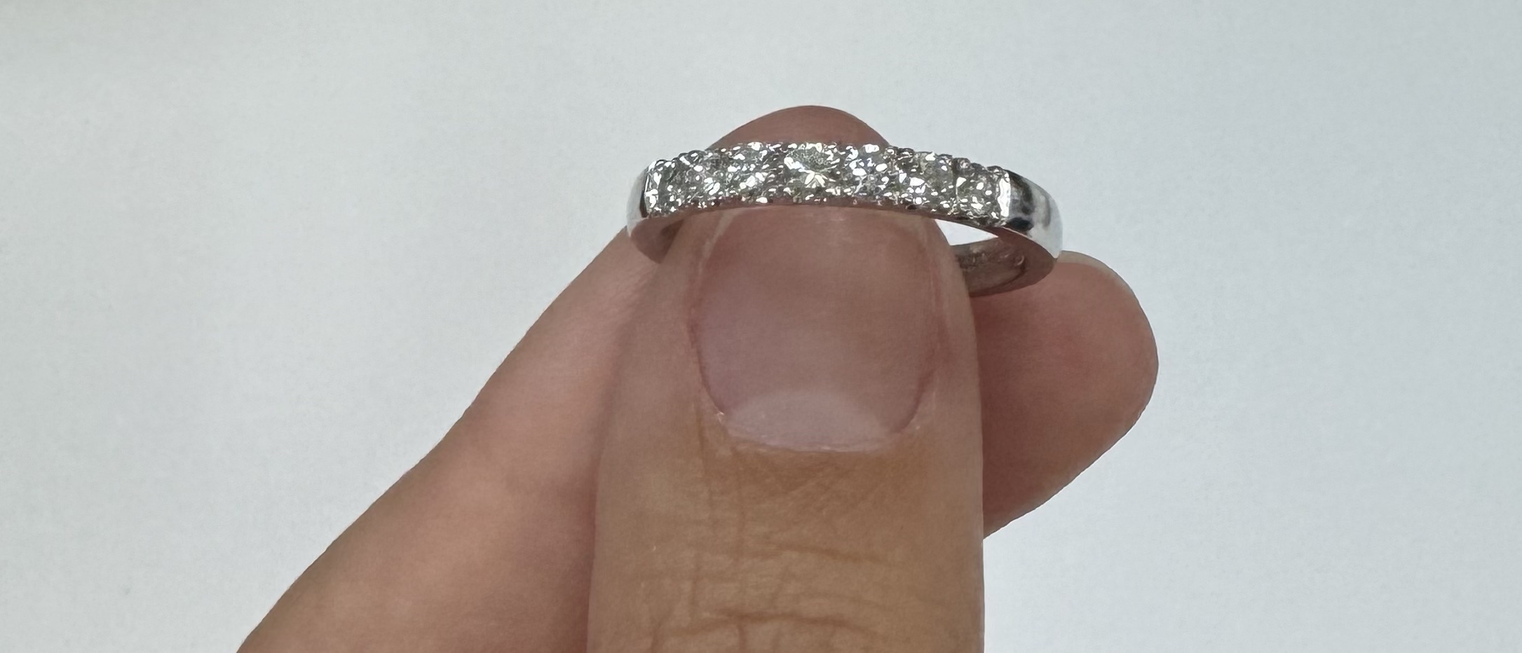 14k White Gold 7 Stone Genuine .42 Cttw Round Brilliant Cut Diamond Low-Profile Band - Image 8