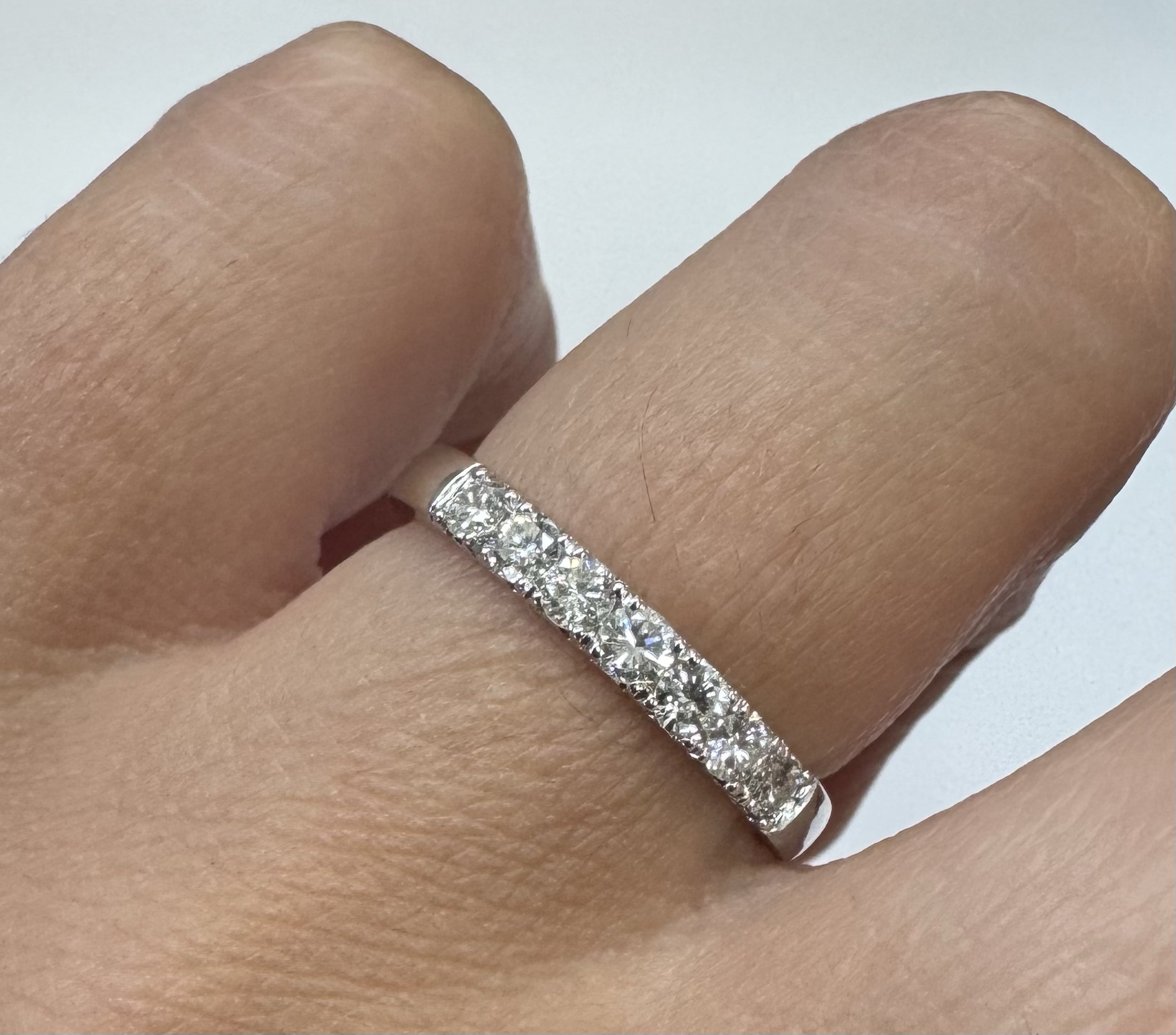 14k White Gold 7 Stone Genuine .42 Cttw Round Brilliant Cut Diamond Low-Profile Band - Image 15