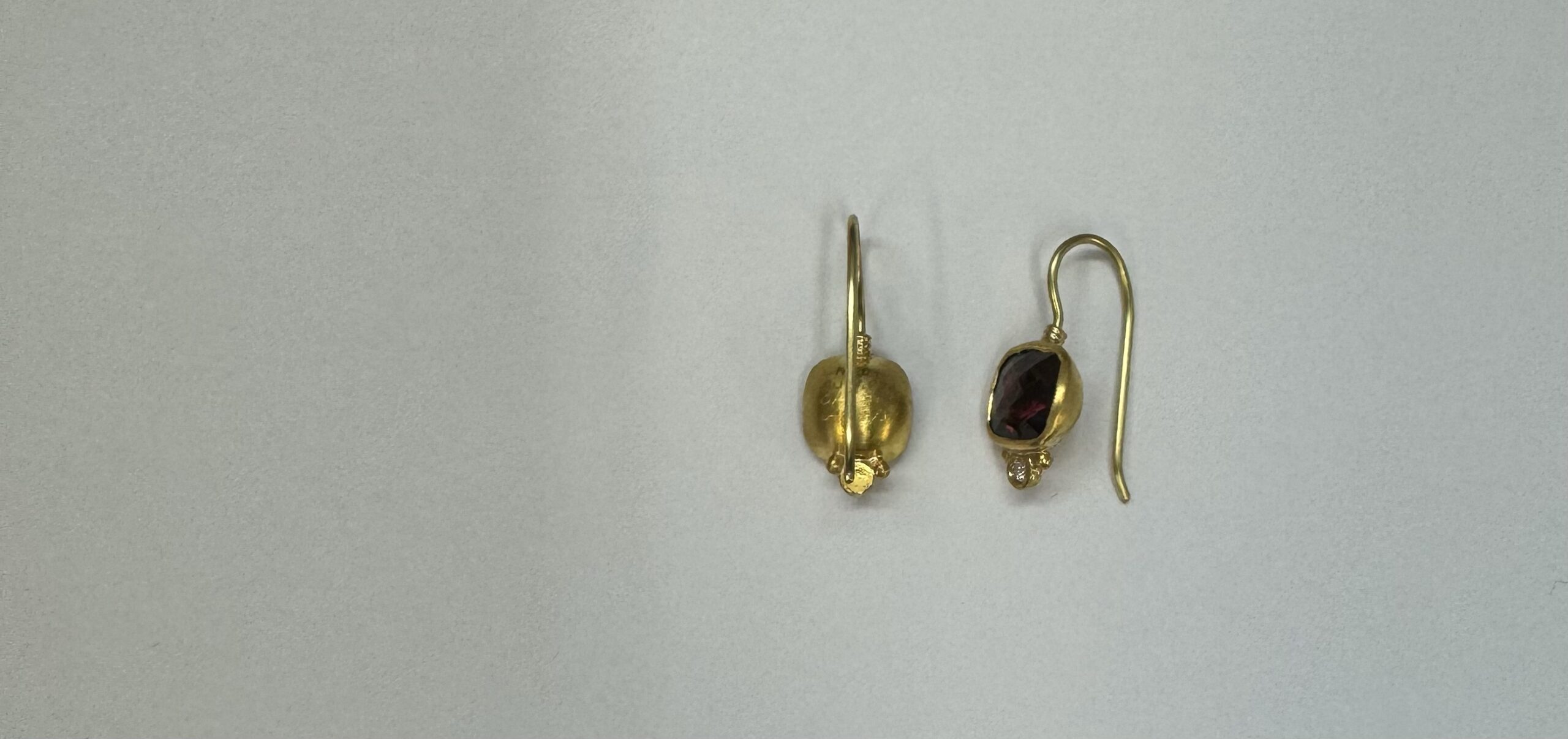 24k & 18k Genuine Garnet Bezel Set Dangle Earrings - Image 22