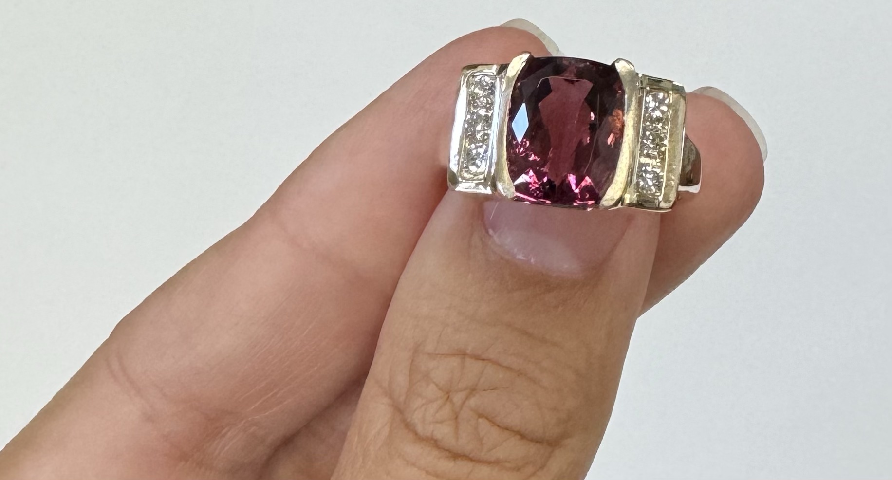 14k Yellow Gold Genuine 4.00 Carat Pink Tourmaline & Diamond Ring - Image 13