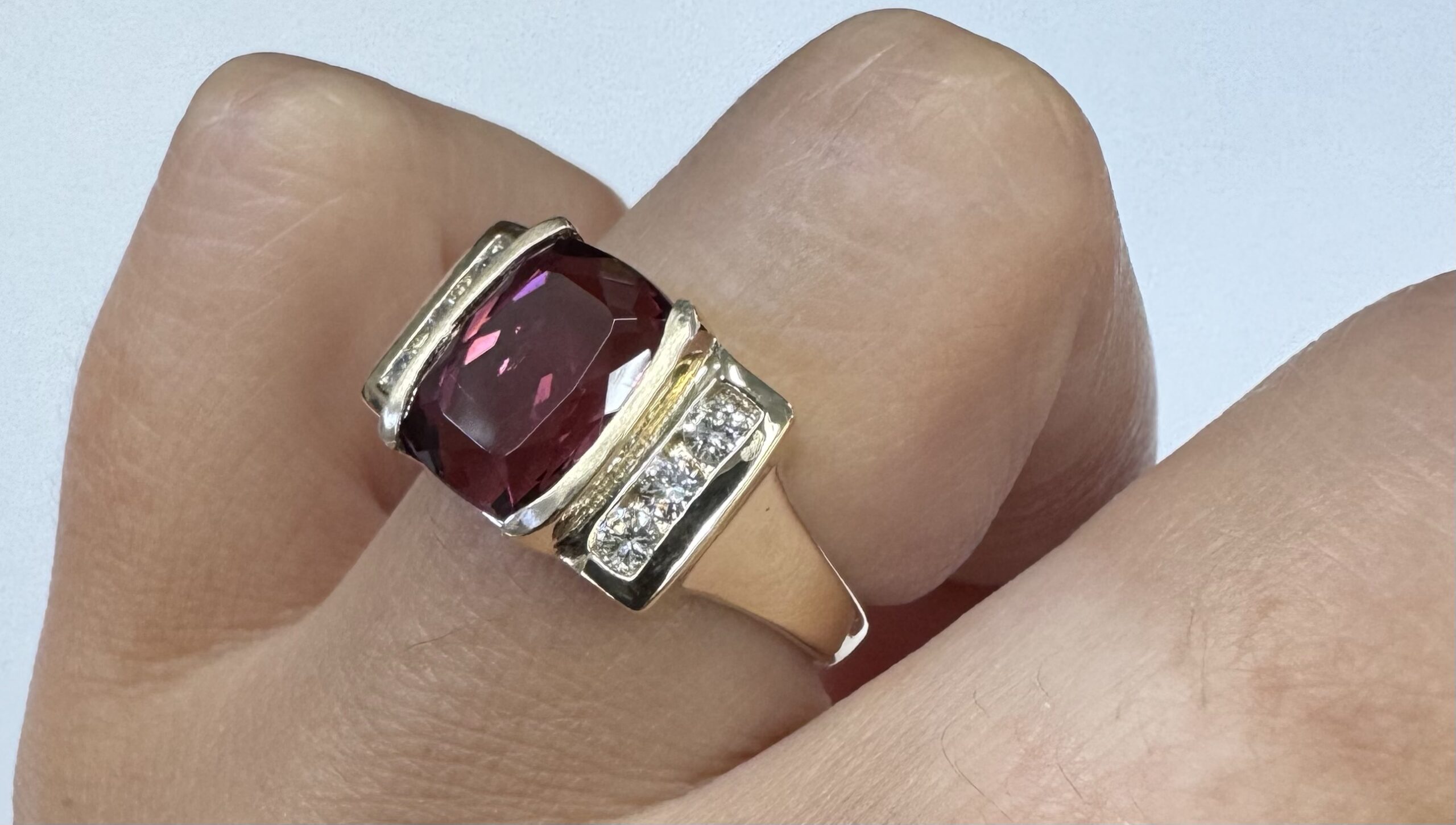 14k Yellow Gold Genuine 4.00 Carat Pink Tourmaline & Diamond Ring - Image 18