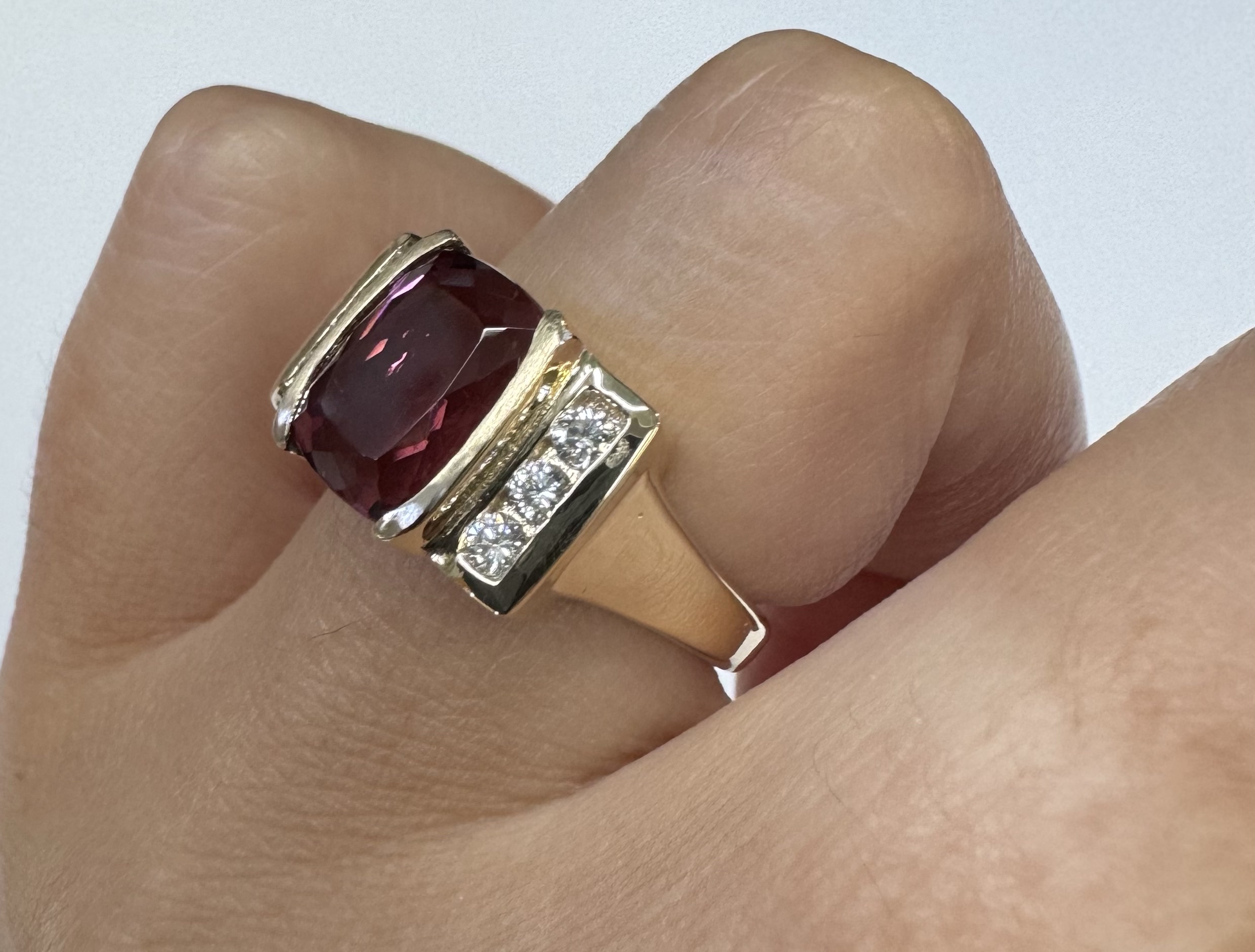 14k Yellow Gold Genuine 4.00 Carat Pink Tourmaline & Diamond Ring - Image 19