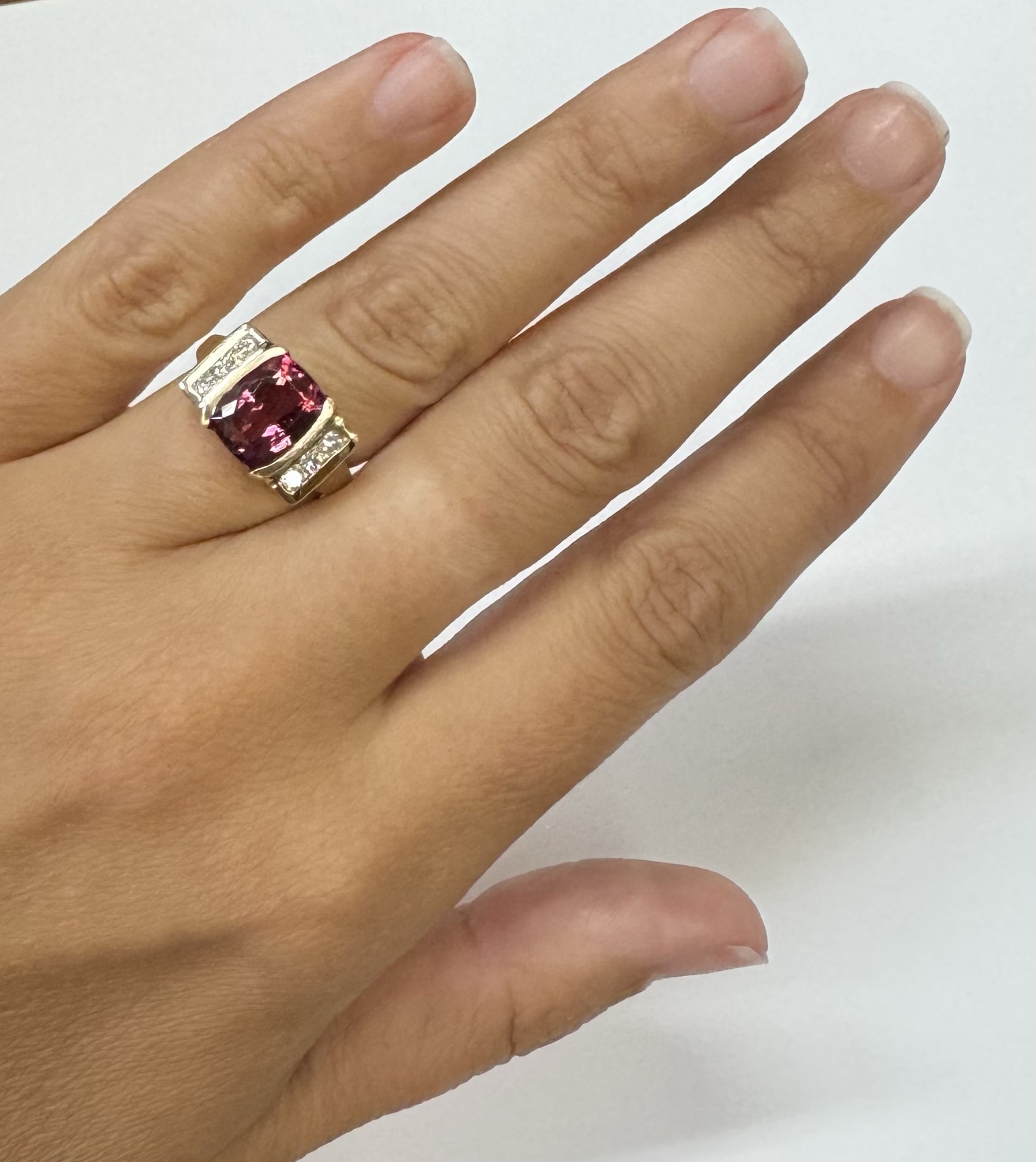 14k Yellow Gold Genuine 4.00 Carat Pink Tourmaline & Diamond Ring - Image 22