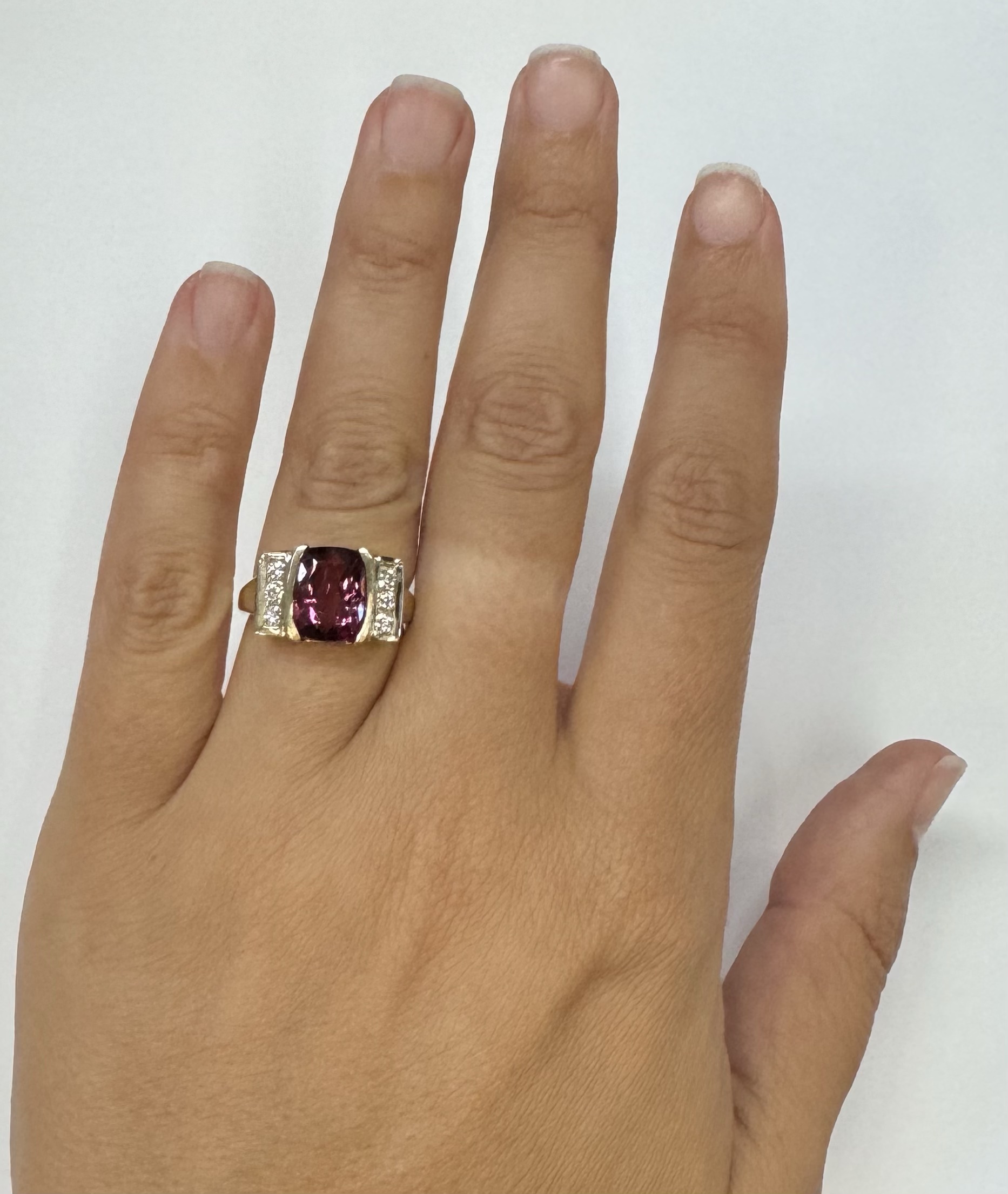 14k Yellow Gold Genuine 4.00 Carat Pink Tourmaline & Diamond Ring - Image 23