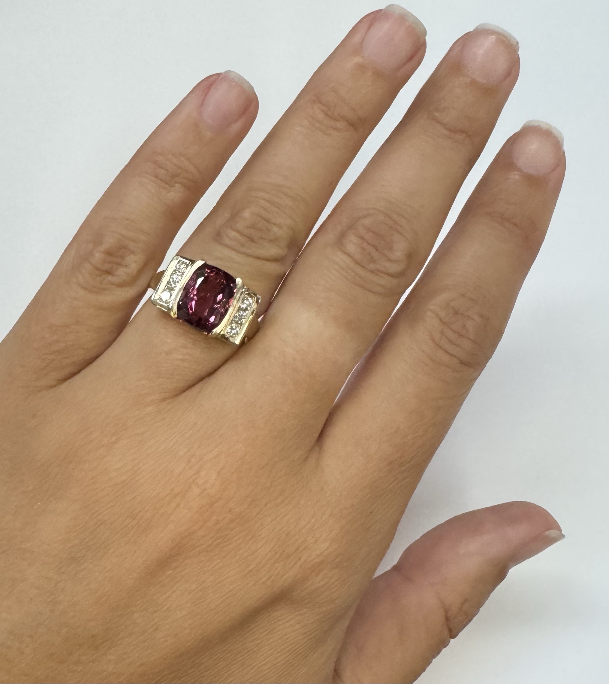 14k Yellow Gold Genuine 4.00 Carat Pink Tourmaline & Diamond Ring - Image 24