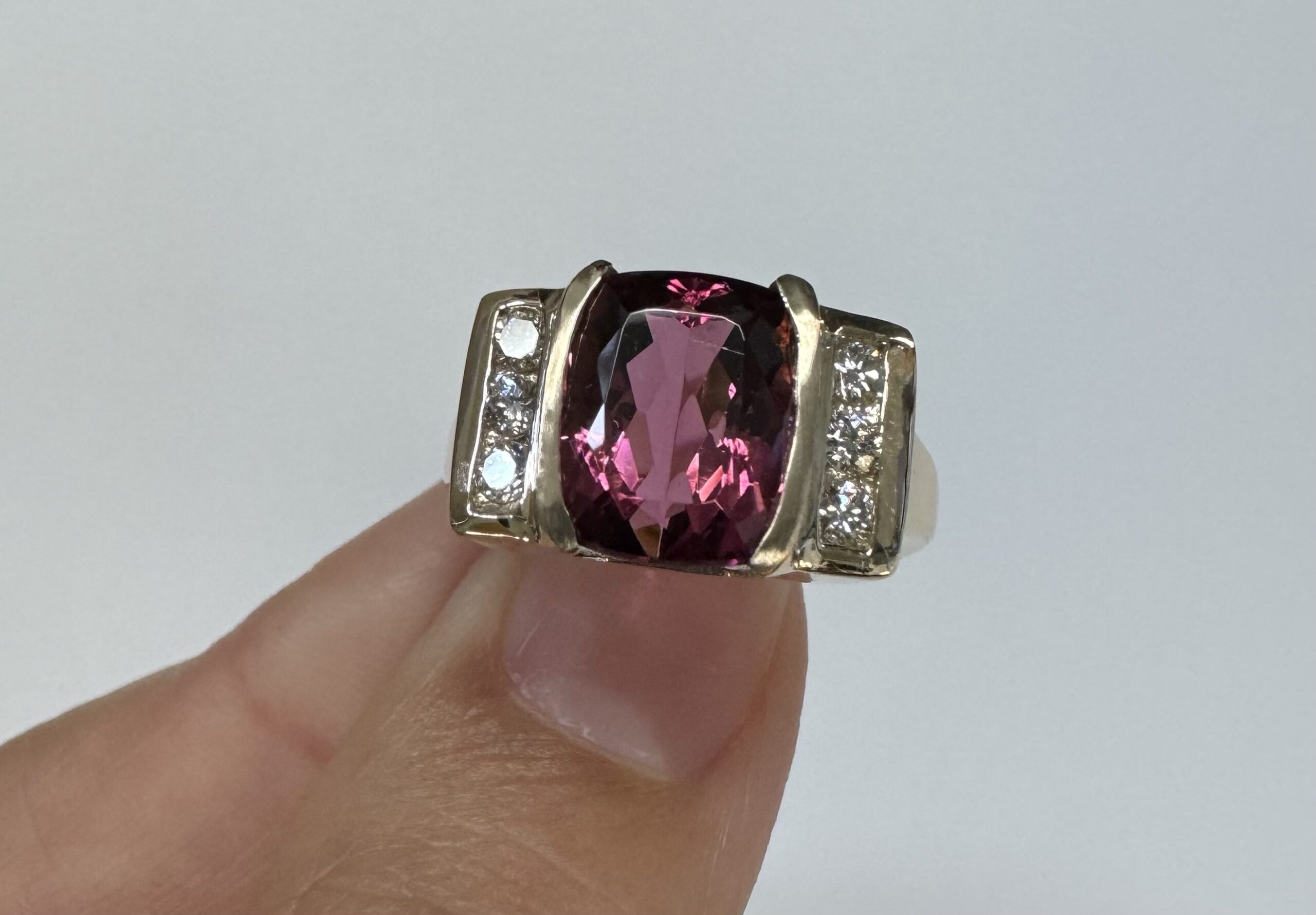 14k Yellow Gold Genuine 4.00 Carat Pink Tourmaline & Diamond Ring - Image 33