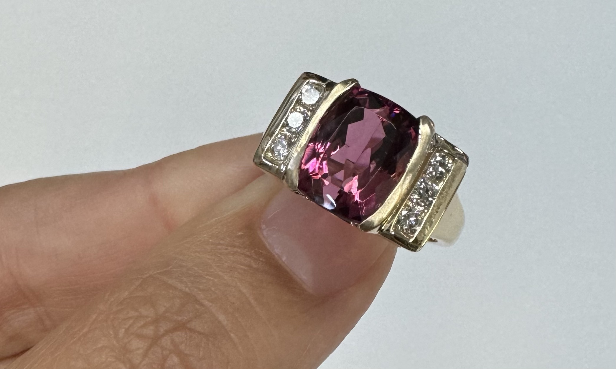 14k Yellow Gold Genuine 4.00 Carat Pink Tourmaline & Diamond Ring - Image 34