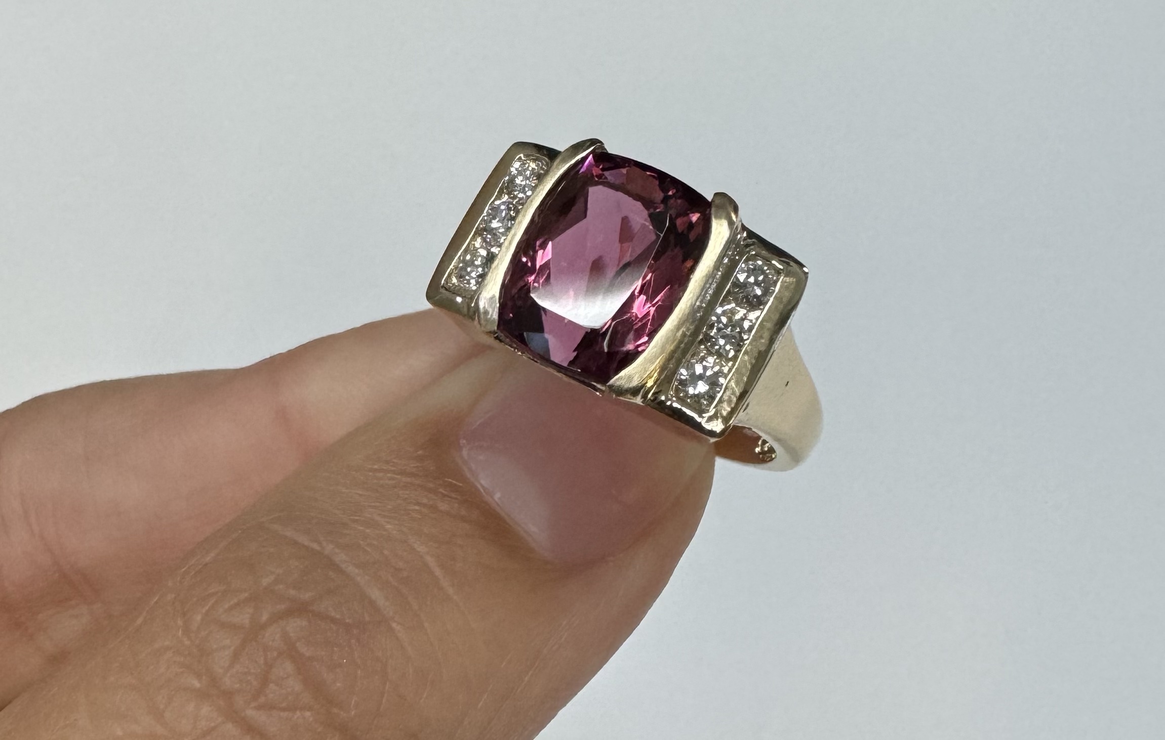14k Yellow Gold Genuine 4.00 Carat Pink Tourmaline & Diamond Ring - Image 35