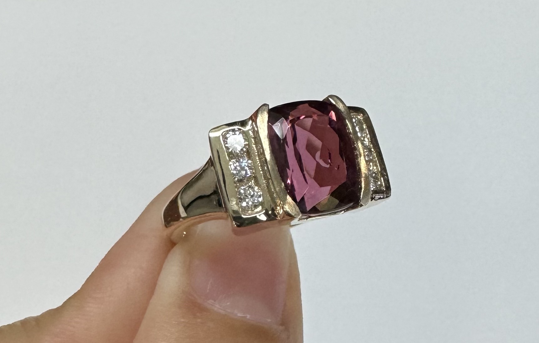 14k Yellow Gold Genuine 4.00 Carat Pink Tourmaline & Diamond Ring - Image 37