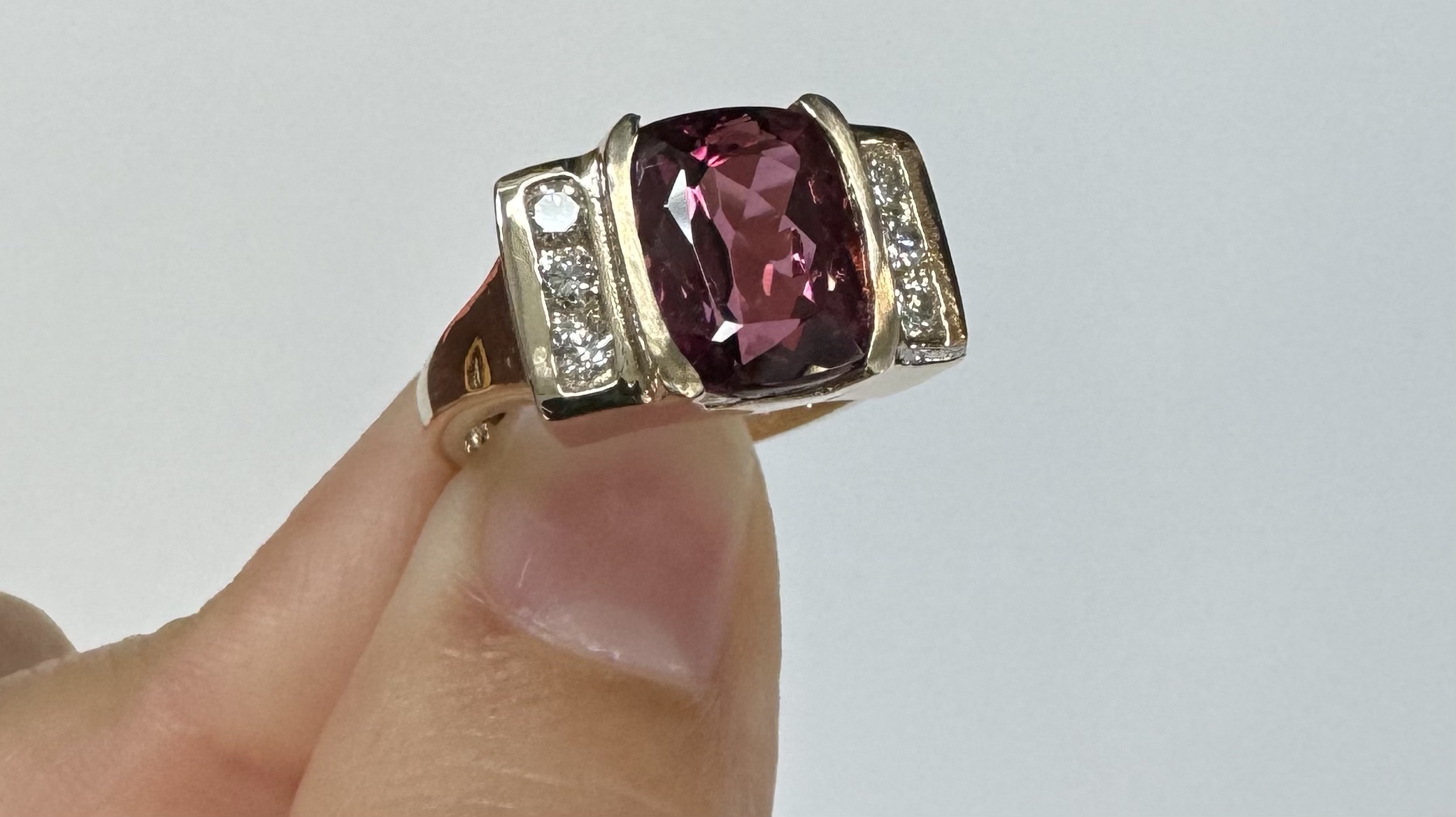 14k Yellow Gold Genuine 4.00 Carat Pink Tourmaline & Diamond Ring - Image 38