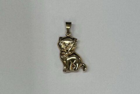 14k Yellow Gold Puffy Cat Charm
