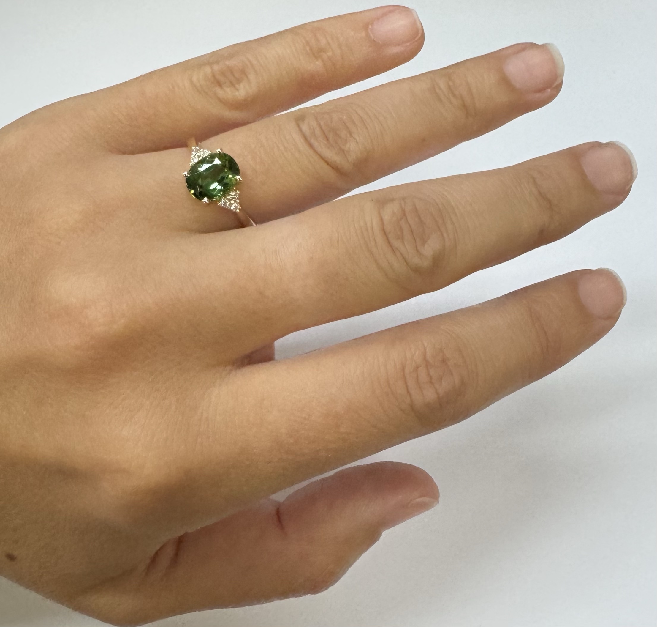 14k Yellow Gold Genuine Green Tourmaline & Diamond Ring - Image 20