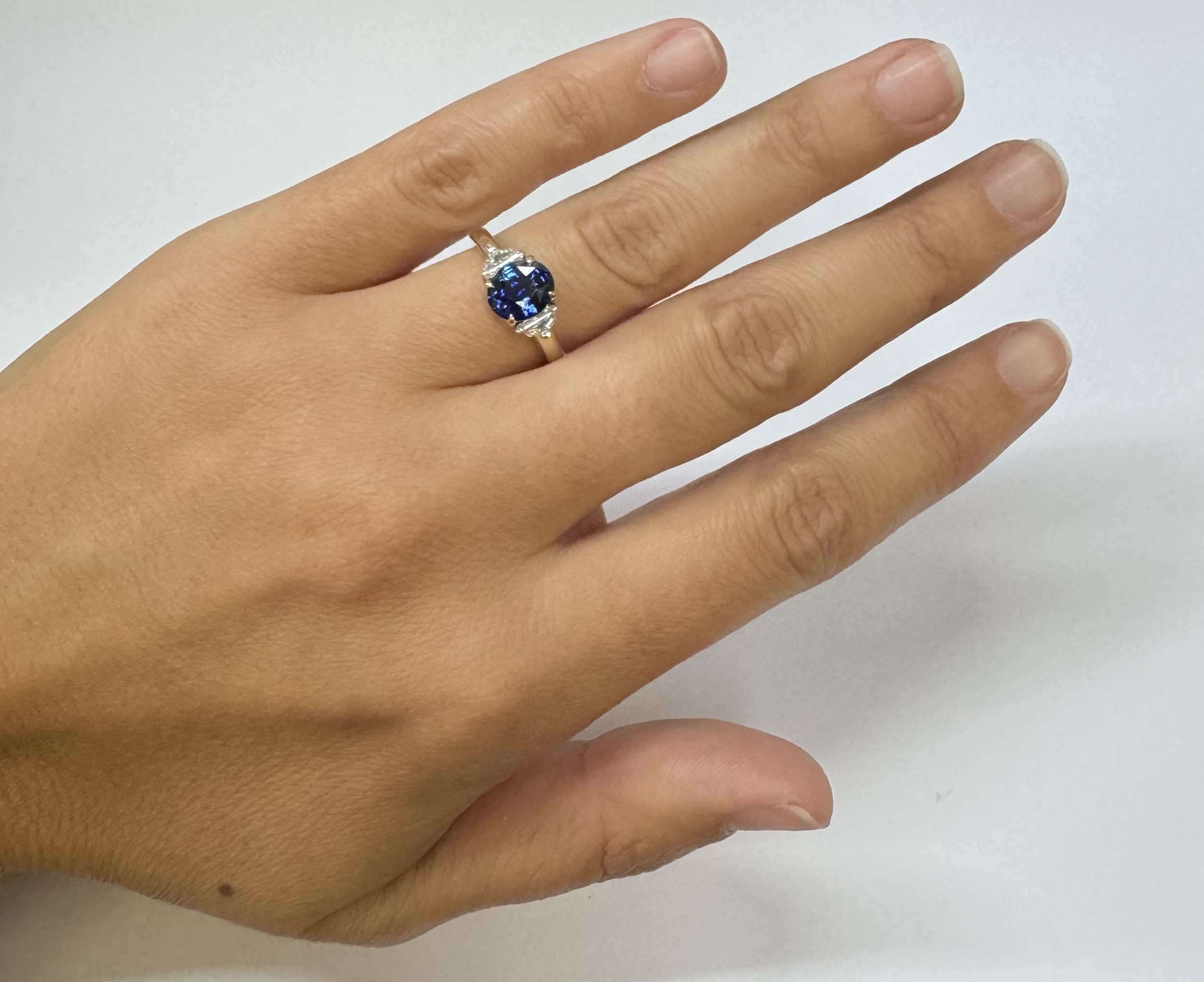 14k Yellow Gold Genuine 1.74 Carat GIA Certified Madagascar Sapphire & Diamond Ring - Image 3