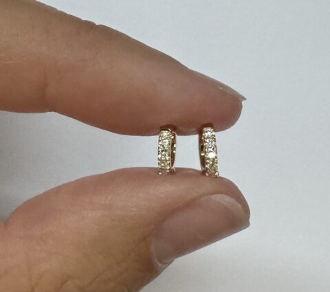 14k Yellow Gold 5 MM Genuine .07 Cttw Diamond Single Hoop Earring