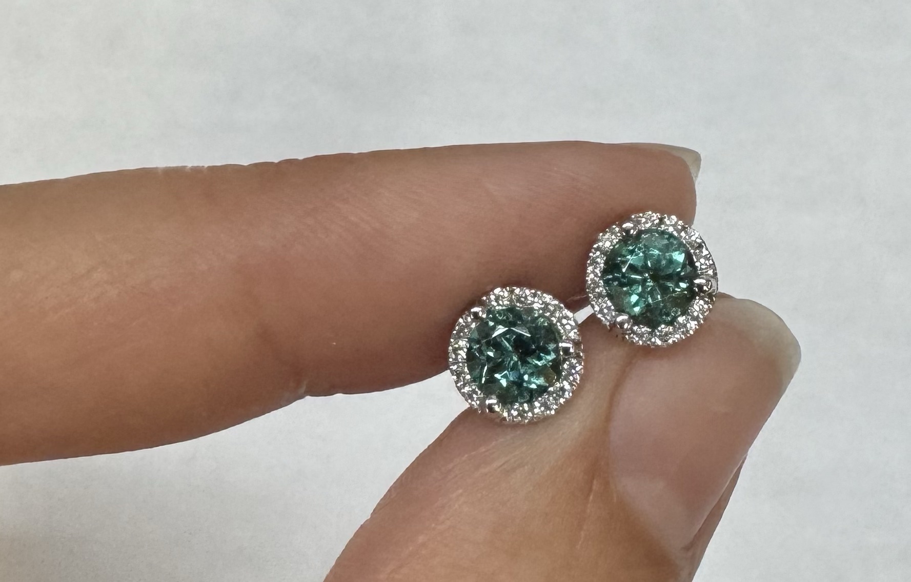 14k White Gold 1.17 Cttw Genuine Round Brilliant Cut Diamond Halo Stud Earrings - Image 8