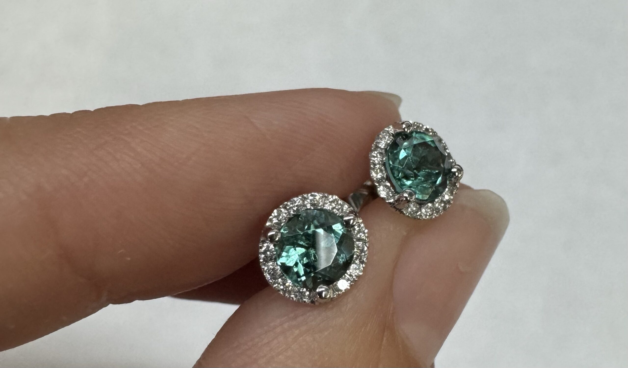 14k White Gold 1.17 Cttw Genuine Round Brilliant Cut Diamond Halo Stud Earrings - Image 4