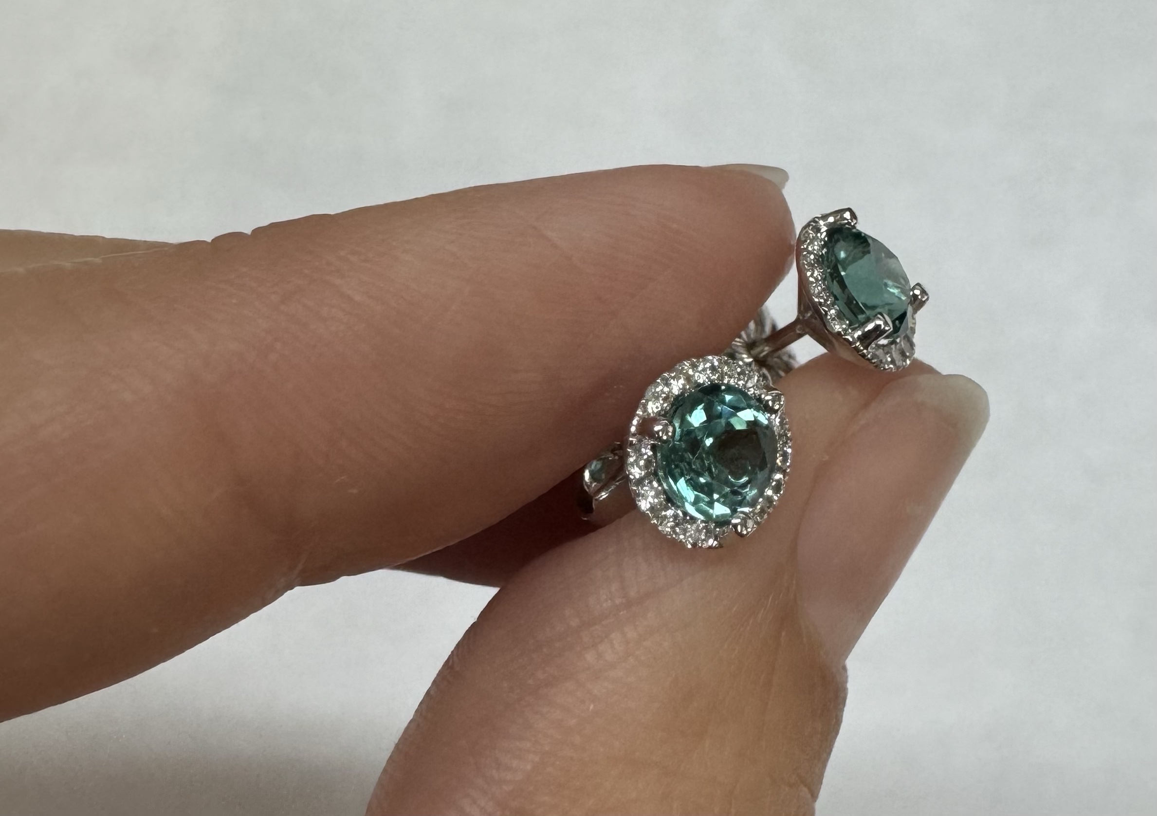 14k White Gold 1.17 Cttw Genuine Round Brilliant Cut Diamond Halo Stud Earrings - Image 5