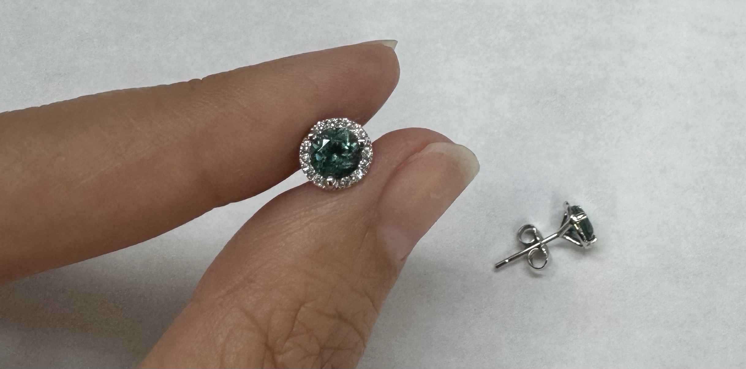 14k White Gold 1.17 Cttw Genuine Round Brilliant Cut Diamond Halo Stud Earrings - Image 11