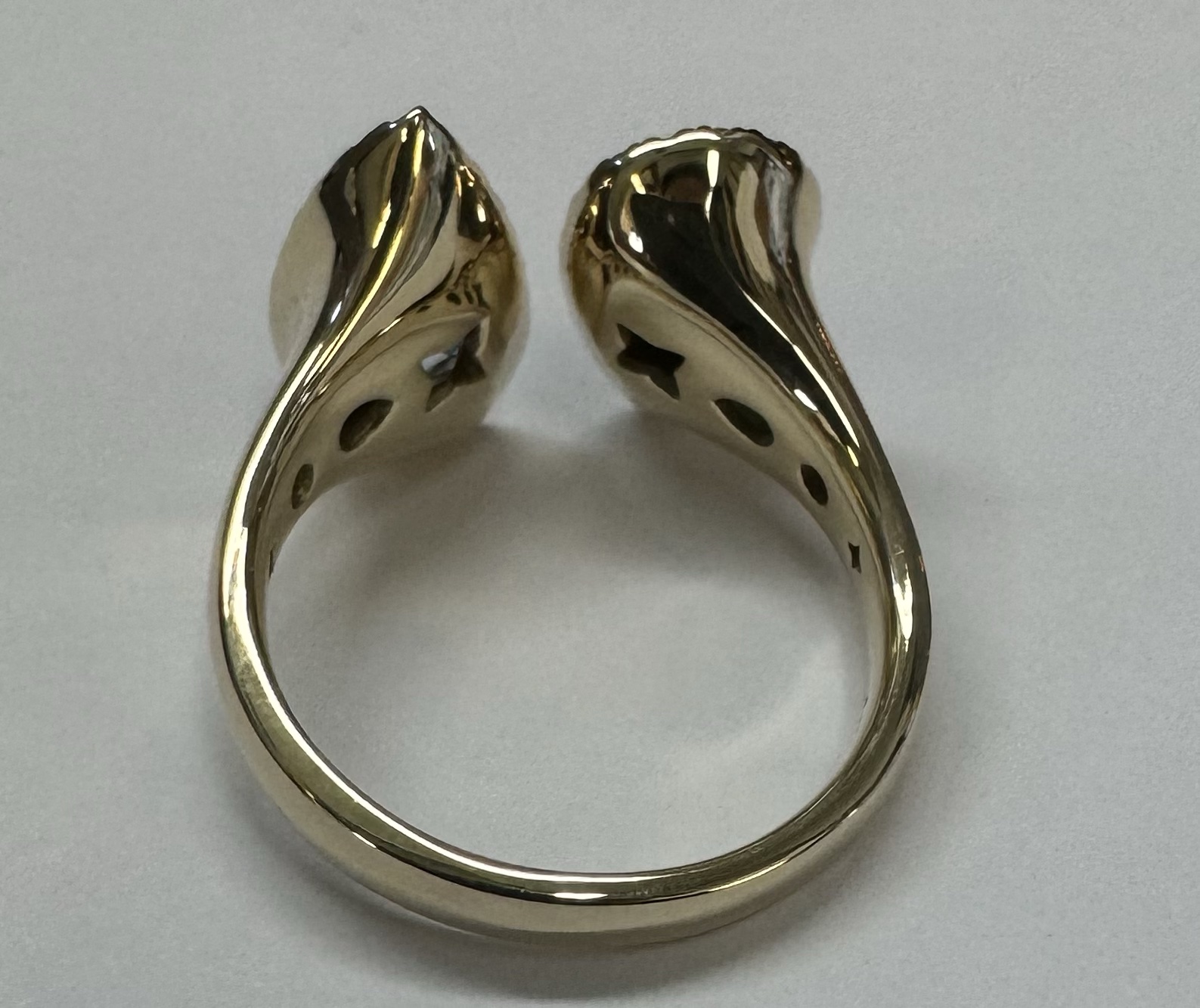 14k Yellow Gold Genuine Aquamarine & Indicalite Halo Bypass Style Ring - Image 33